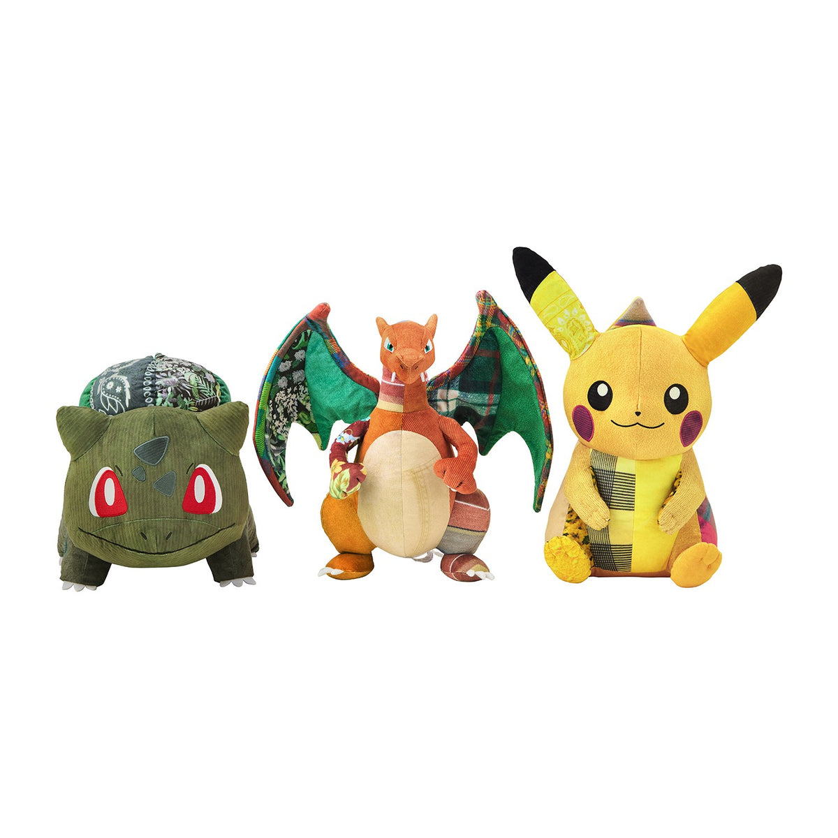 Pokemon Center Japan x Sean Wotherspoon Plush Set: Bulbasaur, Pikachu, Charizard