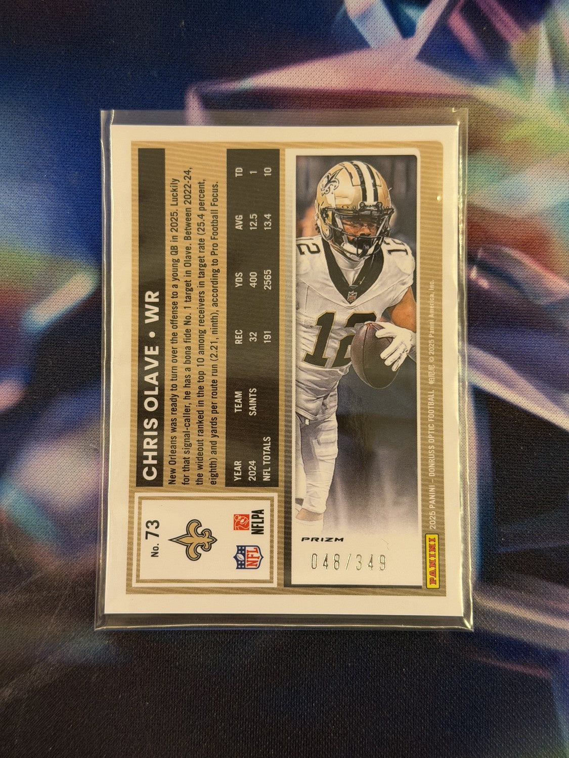 Chris Olave Aqua Prizm Back - 2025 Donruss Optic