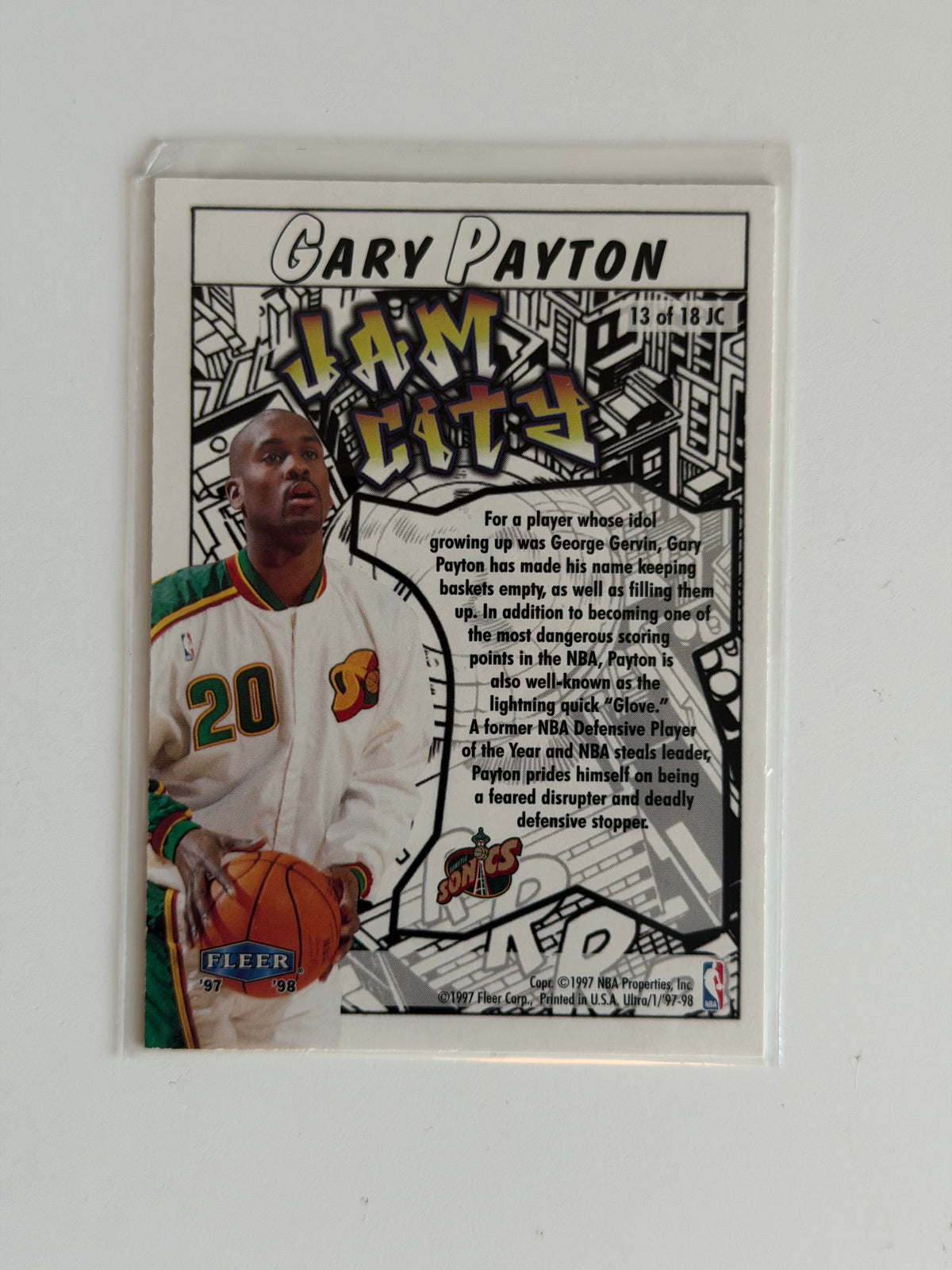 1997 Fleer Ultra — Jam City - Gary Payton - #13 - Raw Ungraded Card