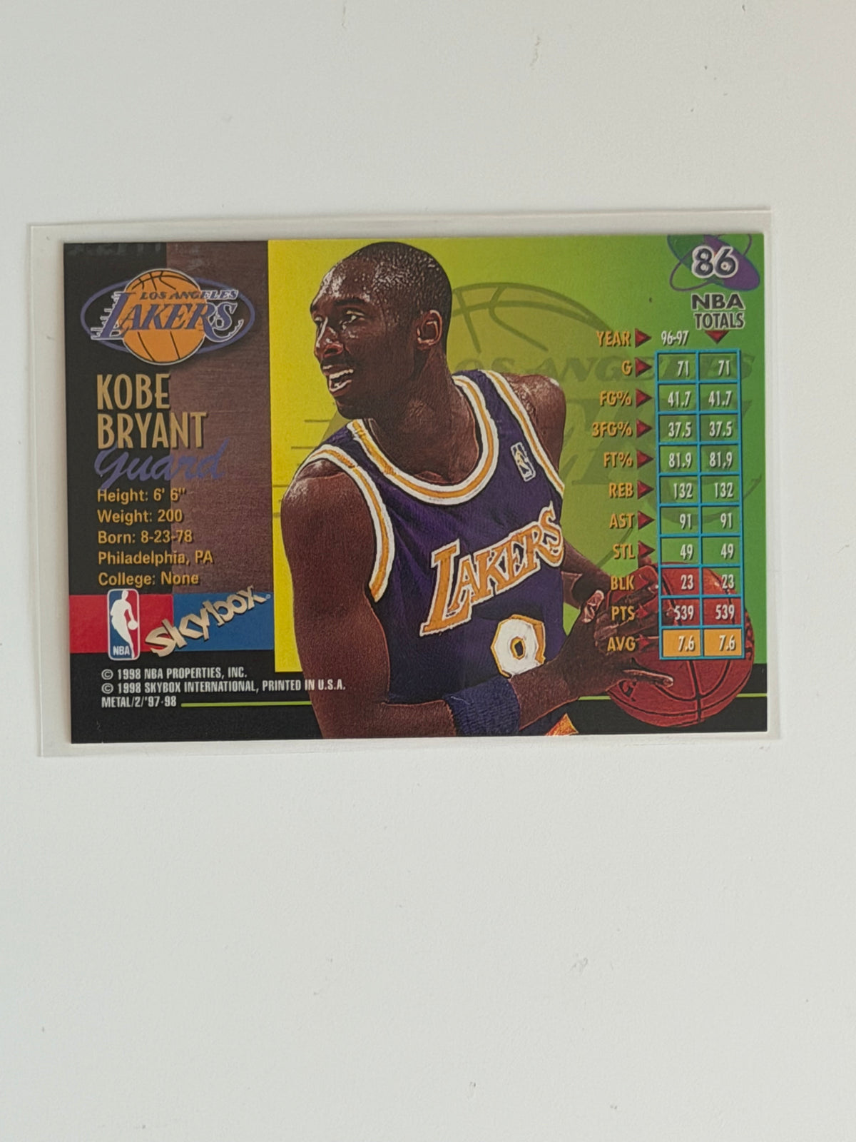 1997-98 Skybox International Metal Universe - Kobe Bryant - #86 - Raw Ungraded Card