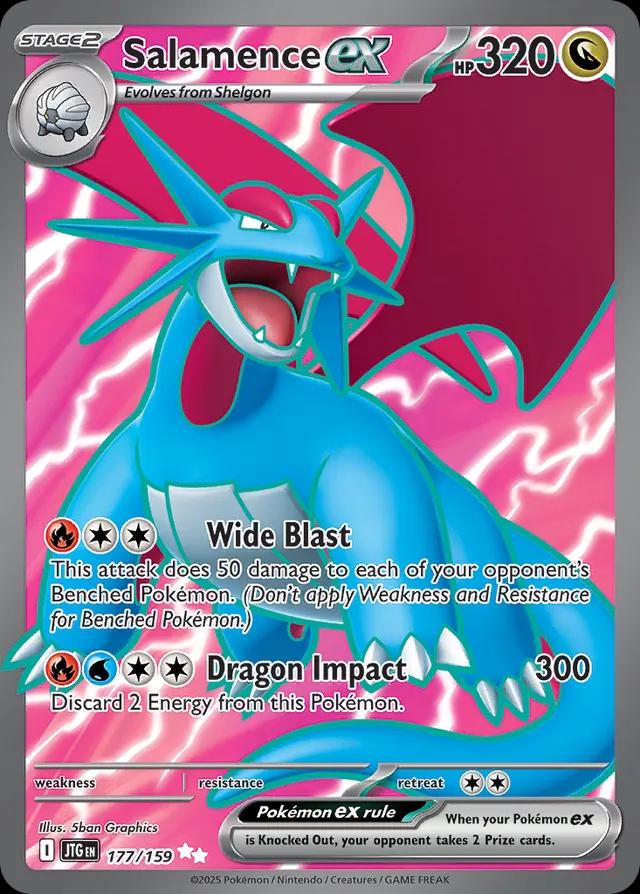 2025 Pokemon JTG-EN: − Salamence Ex #177 − Journey Together Ultra Rare − Raw Ungraded Card