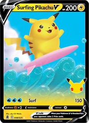 2021 Pokemon - Surfing Pikachu V #008/025 -  Celebrations 25th Anniversary - Ungraded Raw Card