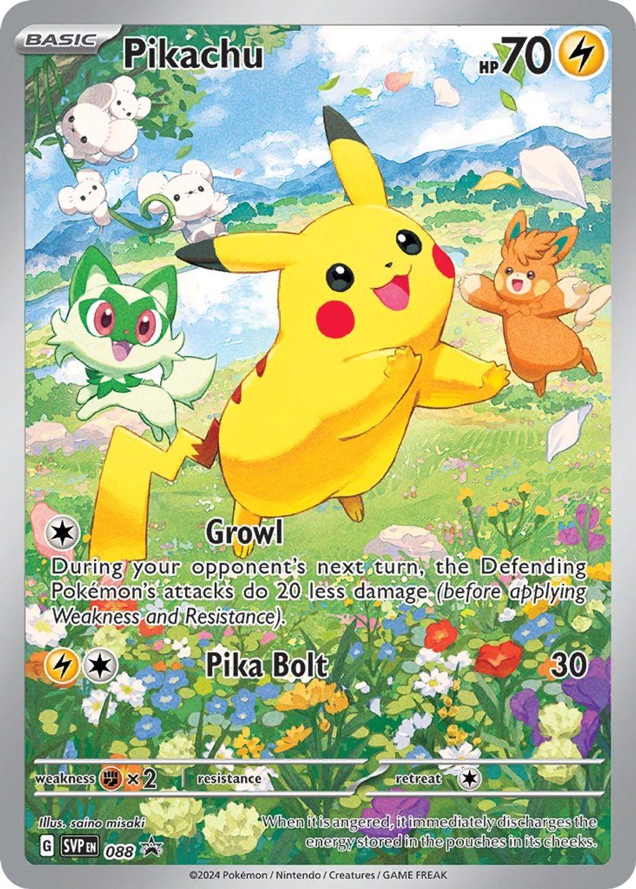 2024 Pokemon SVP EN: − Pikachu (Paldea Adventure Chest) #088 − Black Star Promo  − Raw Ungraded Card