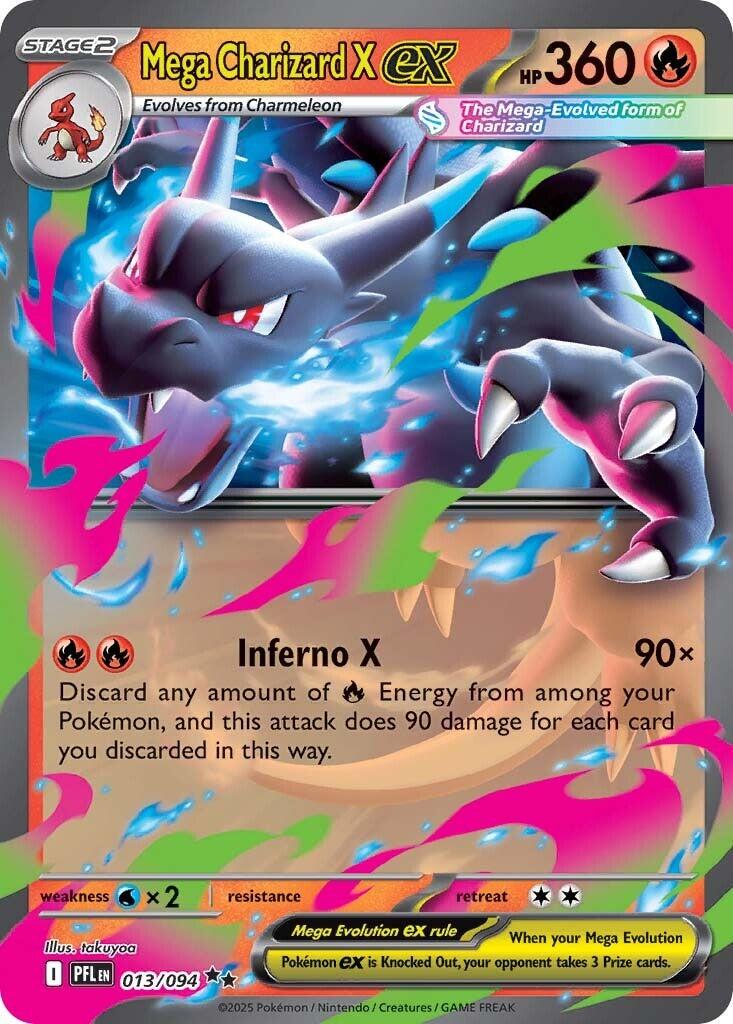 2025 Pokemon - Phantasmal Flames - Mega Charizard X ex #13 -  PFL-EN - Raw Ungraded Card