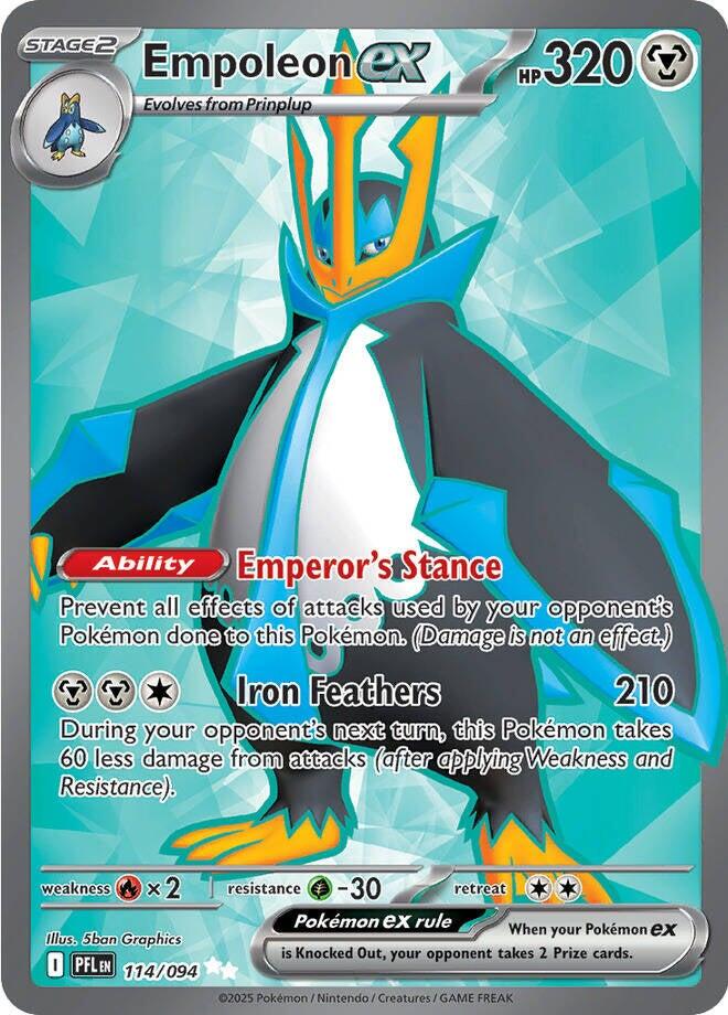 2025 Pokemon - Phantasmal Flames - Empoleon ex #114-  PFL-EN - Raw Ungraded Card