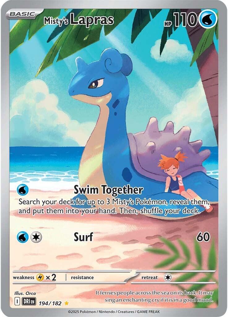 2025 Pokemon - Destined Rivals - Misty's Lapras #194 Art Rare − Raw Ungraded Card