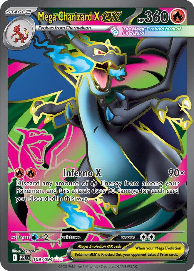 2025 Pokemon - Phantasmal Flames - Mega Charizard X ex #109 -  PFL-EN - Raw Ungraded Card