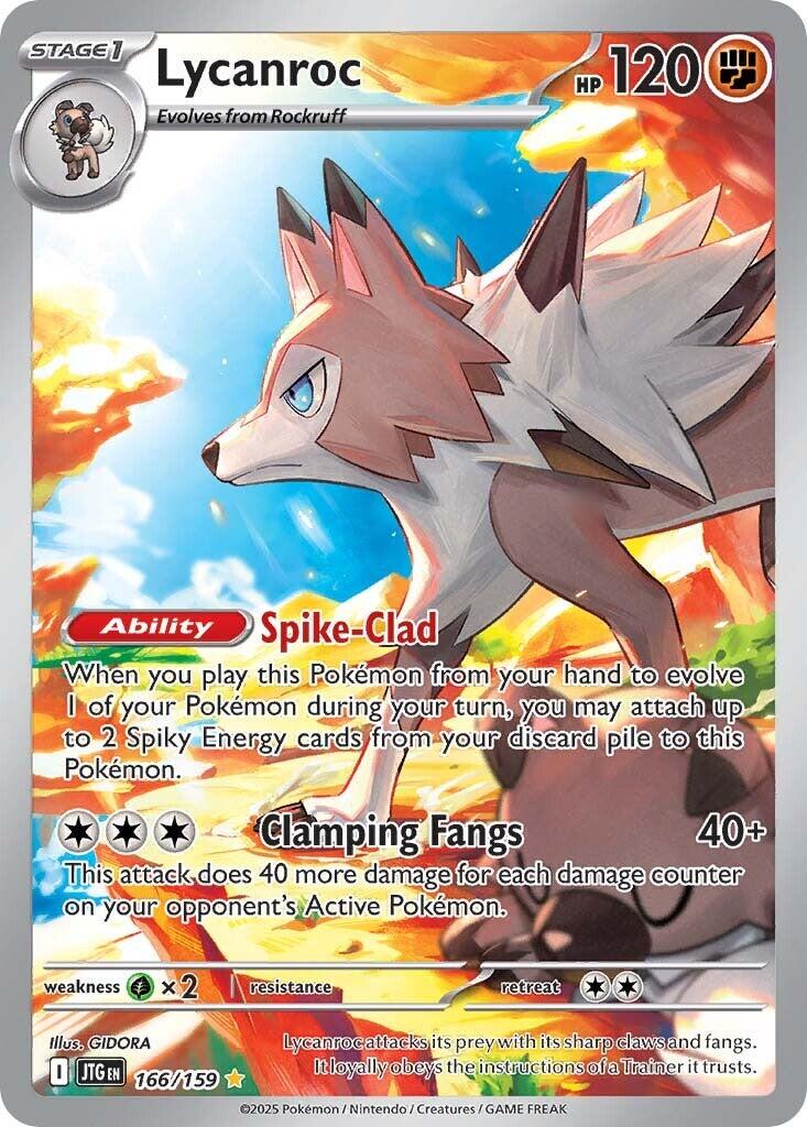 2025 Pokemon JTG-EN: − Lycanroc #166 − Journey Together Illustration Rare − Raw Ungraded Card