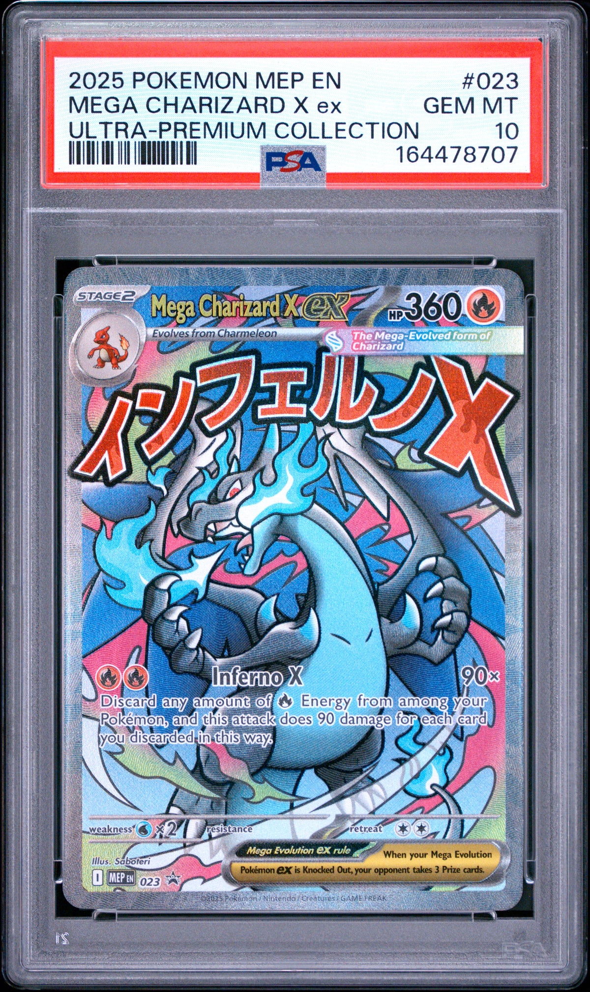2025 Pokemon Ultra Premium Collection - Mega Charizard X Ex - Black Star Promo #023 - PSA Graded Card