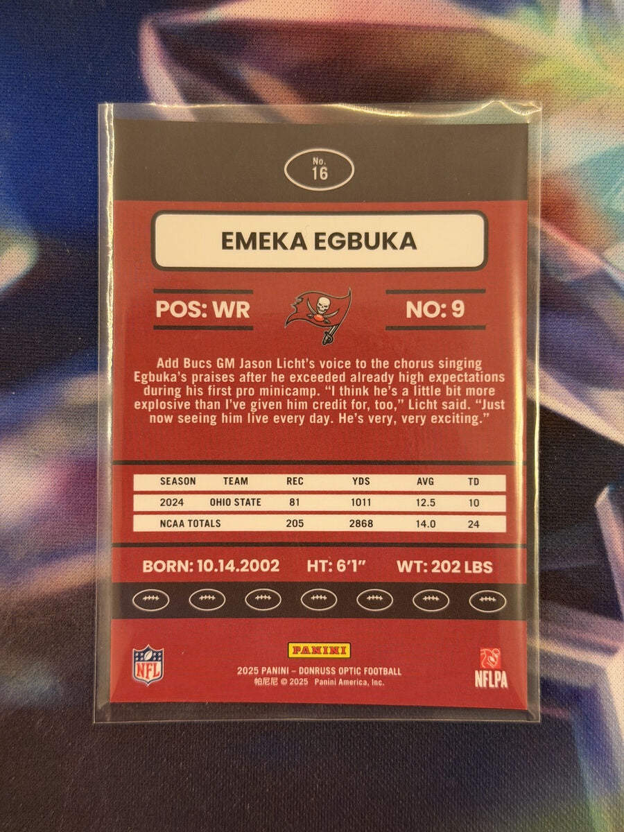 Emeka Egbuka Rated Rookie Retor Variant Back - 2025 Donruss Optic