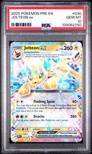 2025 Pokemon PRE En — Prismatic Evolutions — 030 Jolteon Ex — PSA Graded Card