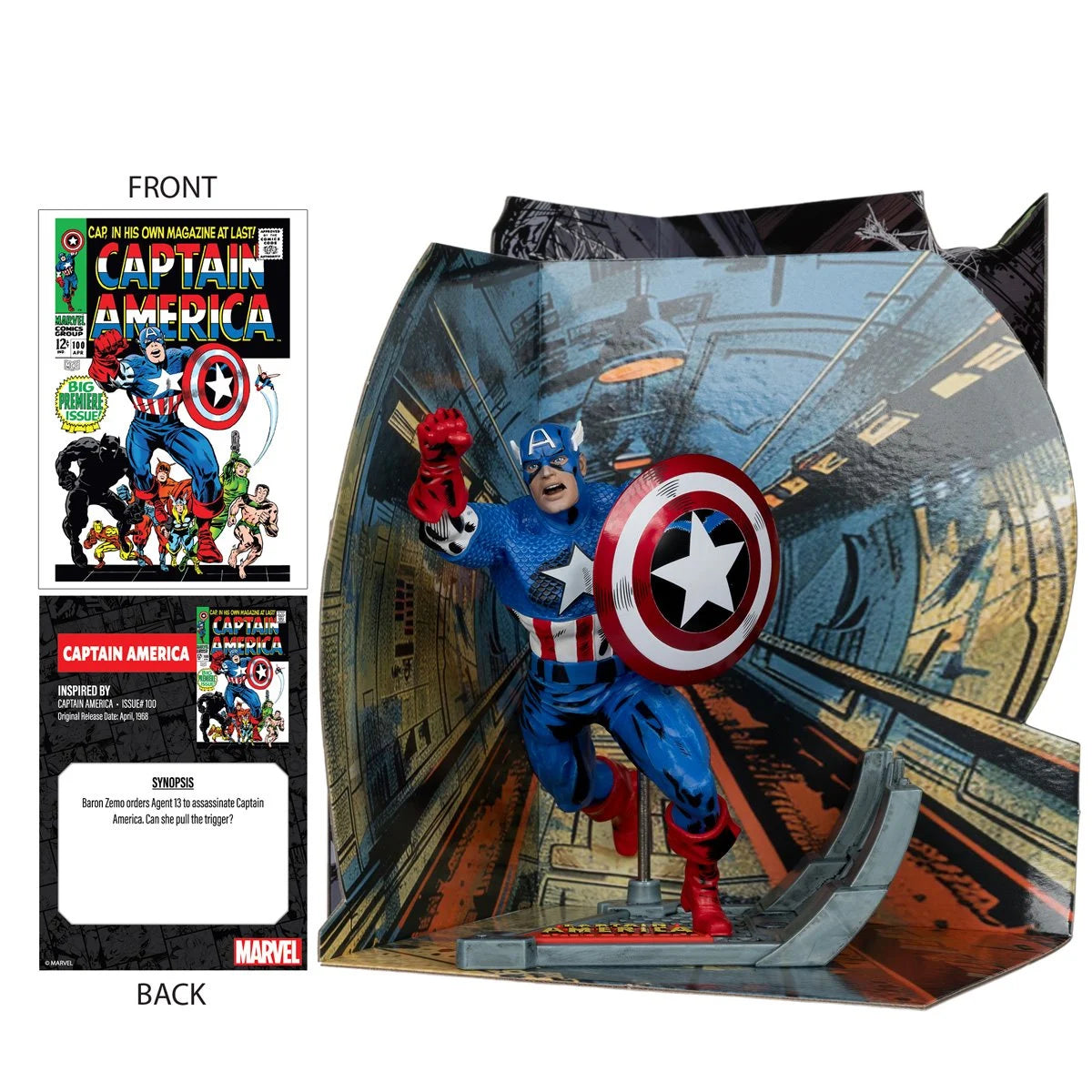 McFarlane - Captain America 1:10 Scale - Captain America #100 with Scene Case