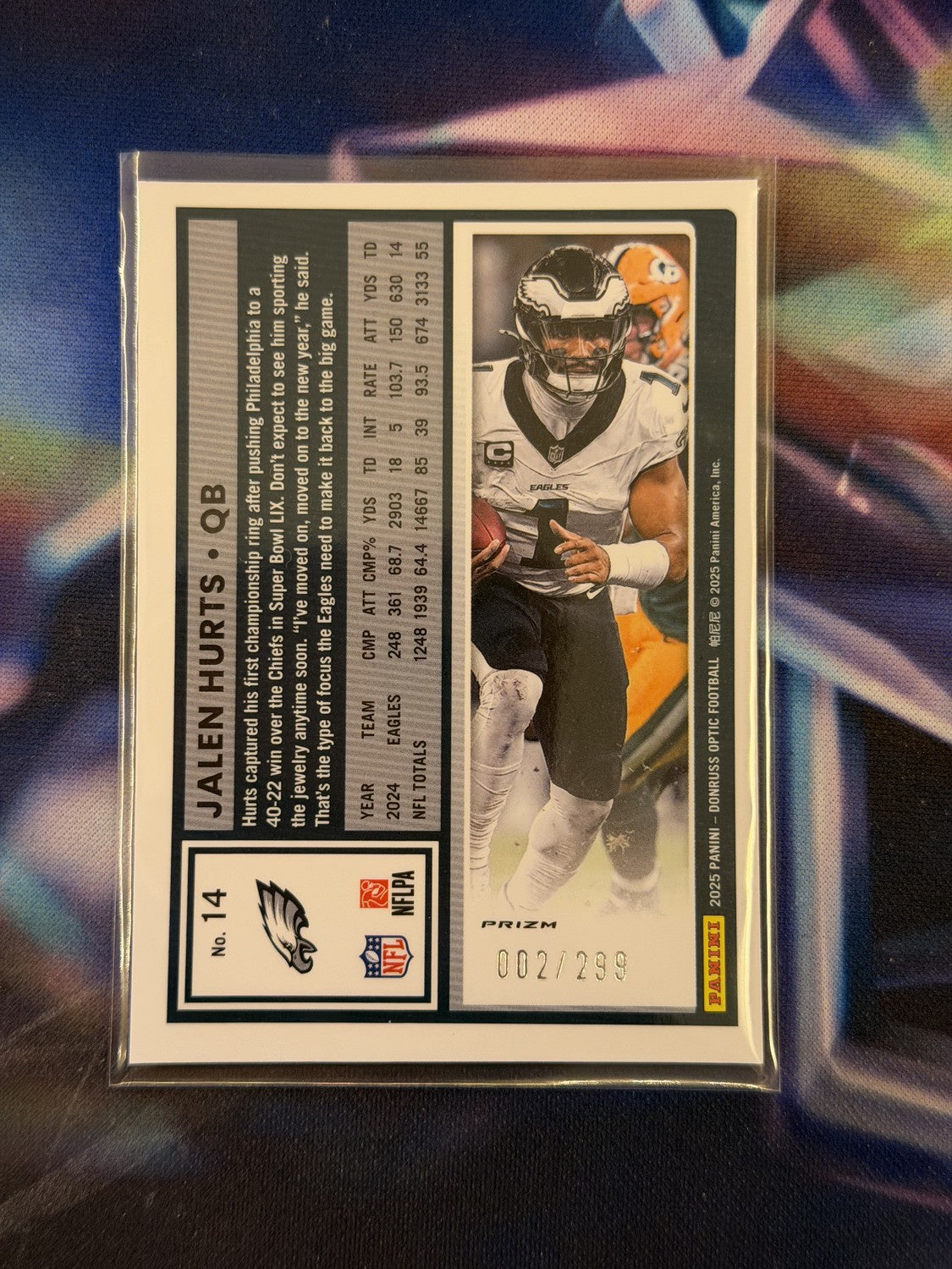 Jalen Hurts Orange Prizm Back - 2025 Donruss Optic