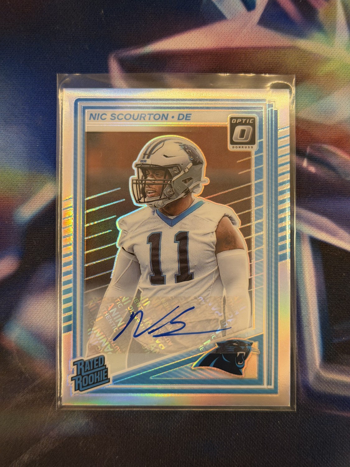 Nic Scourton Rated Rookie Auto Holo Prizm Front - 2025 Donruss Optic