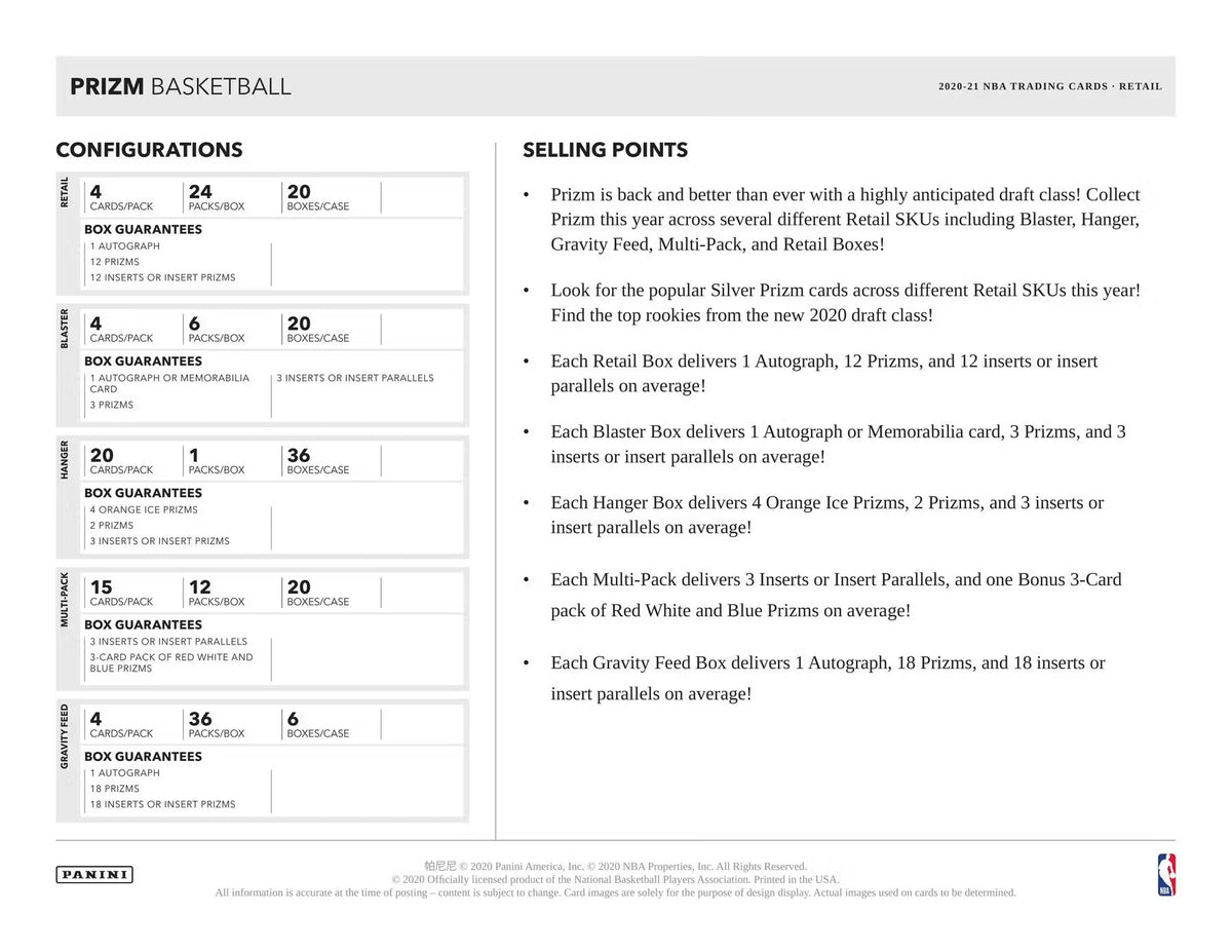 2020-21 Panini Prizm Basketball Retail Box (Anthony Edwards Rookie Year + More)