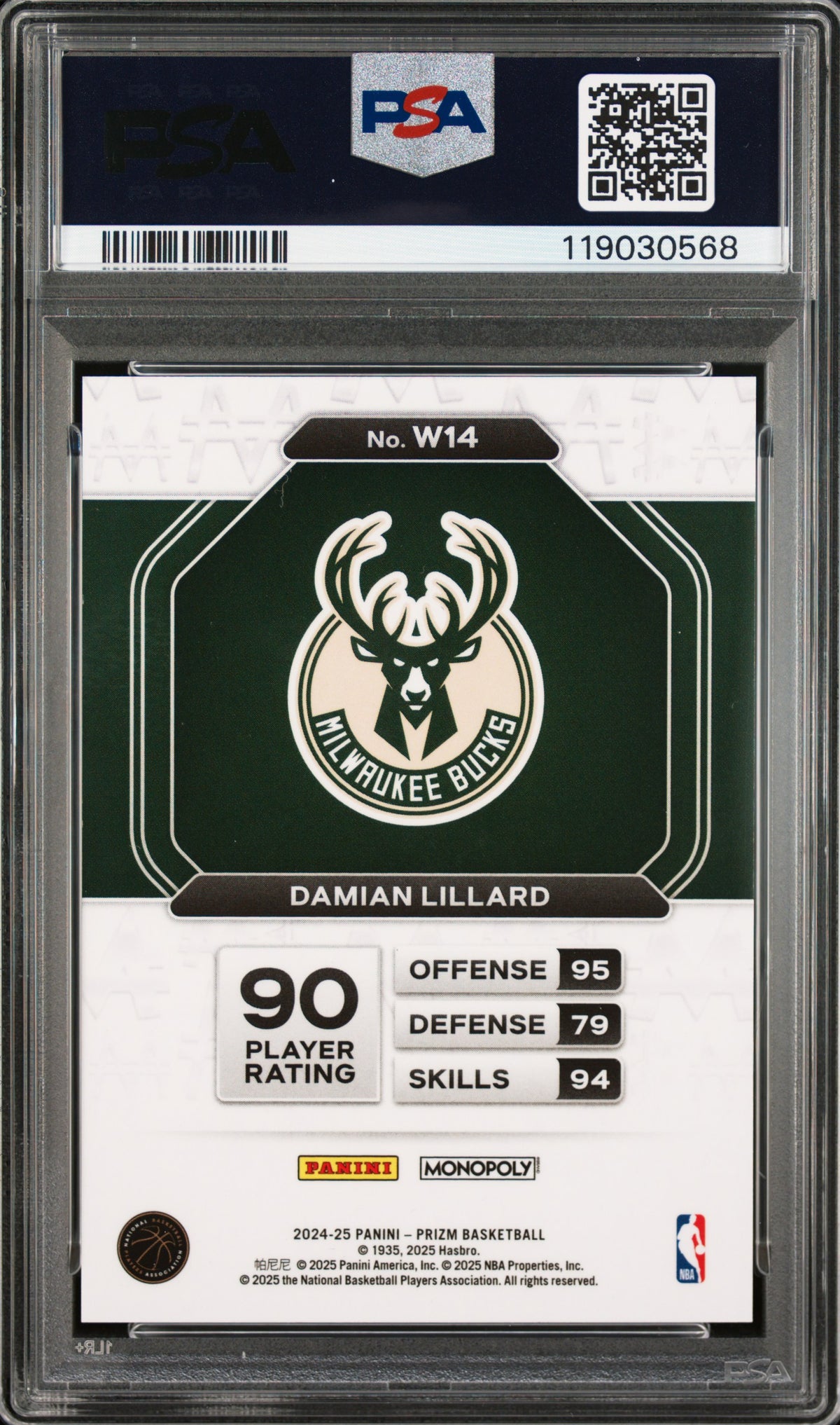 Damian Lillard PSA 10 Back - Cert #119030568