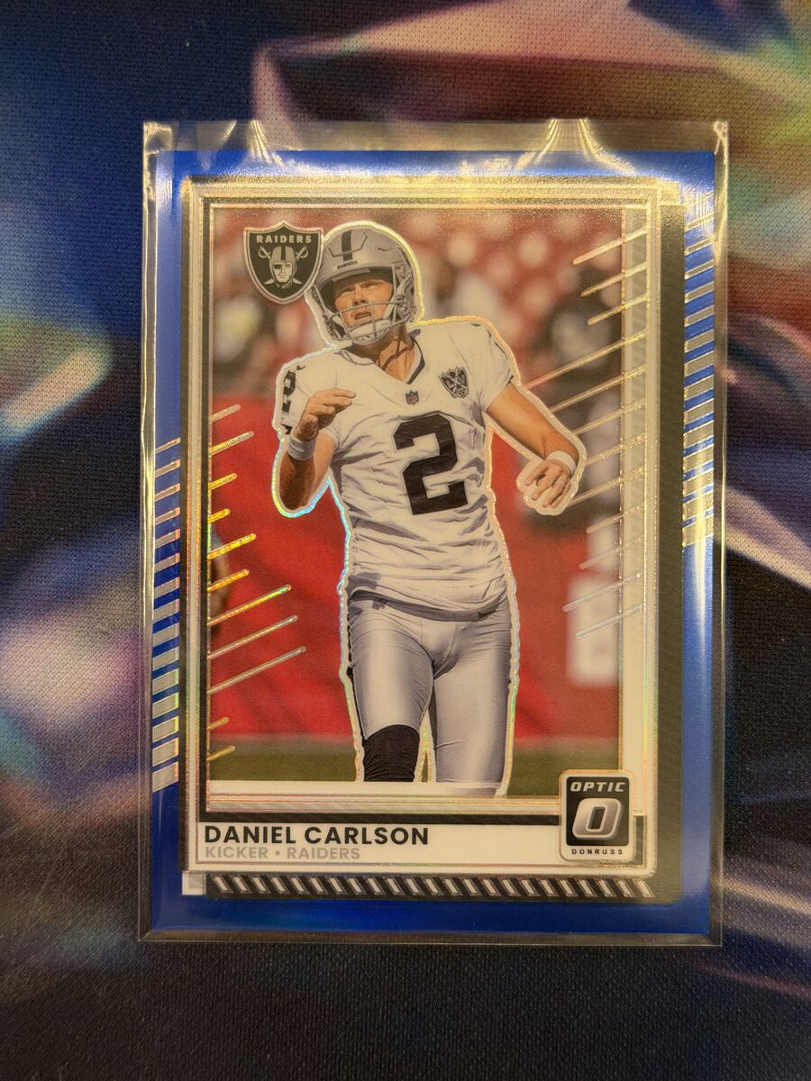 Daniel Carlson Blue Prizm Front - 2025 Donruss Optic
