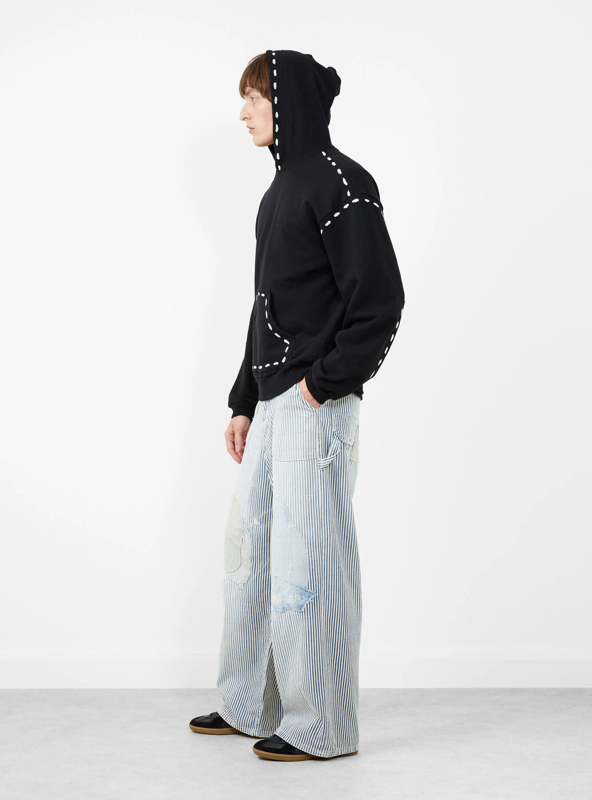 Kapital: Swt Knit Marionette Hoodie - Black - EK-1677LC  - Made in Japan