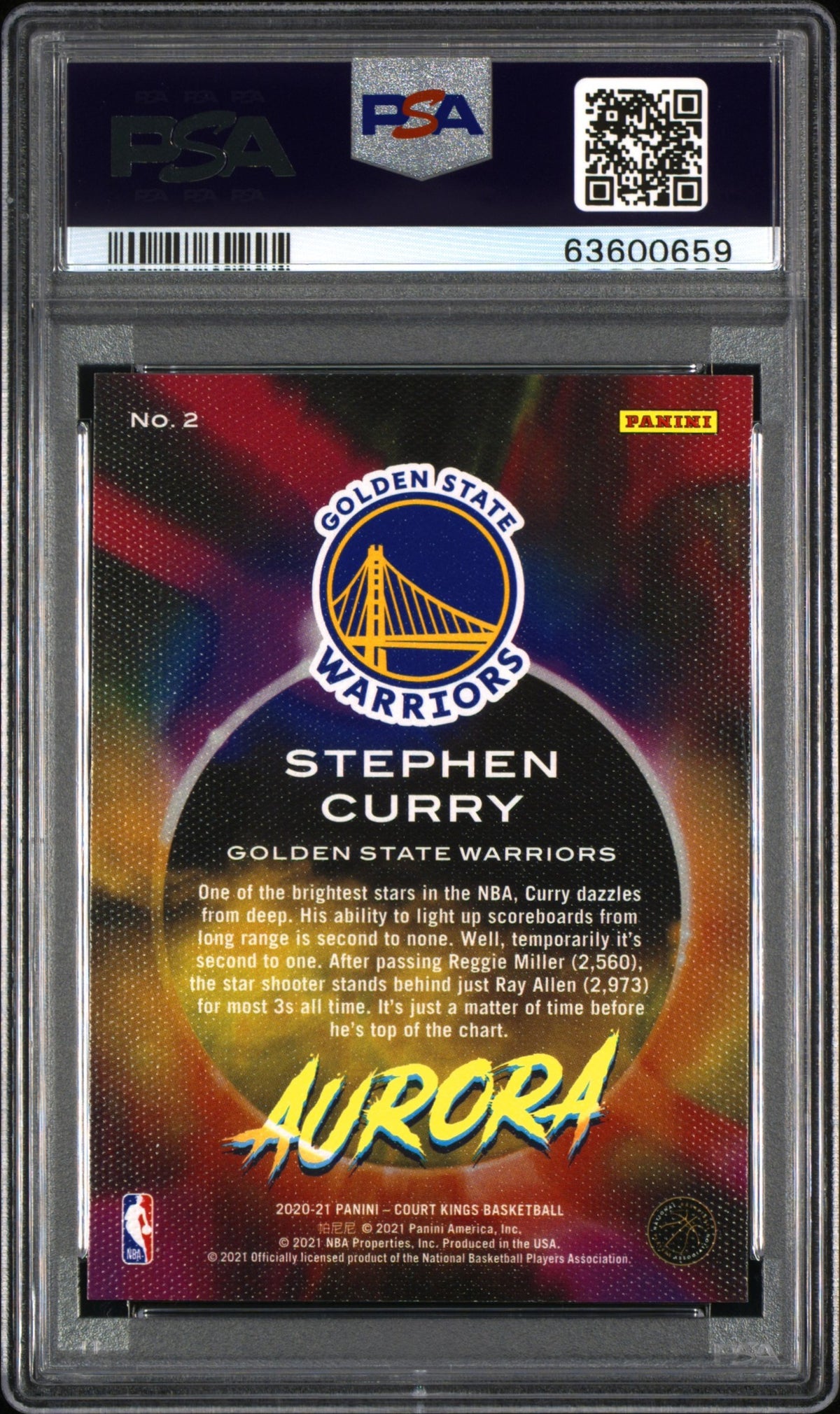 2020 Panini Court Kings - Aurora Stephen Curry #2 - PSA 8