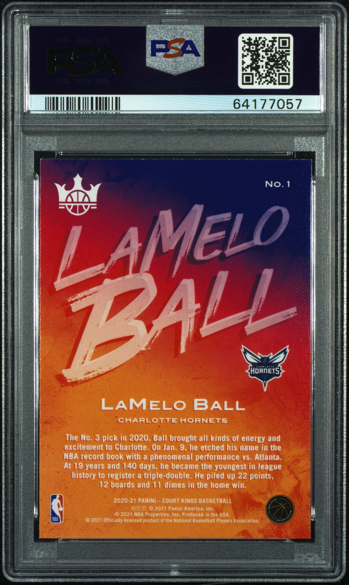 LaMelo Ball PSA 8 Back - Cert #64177057