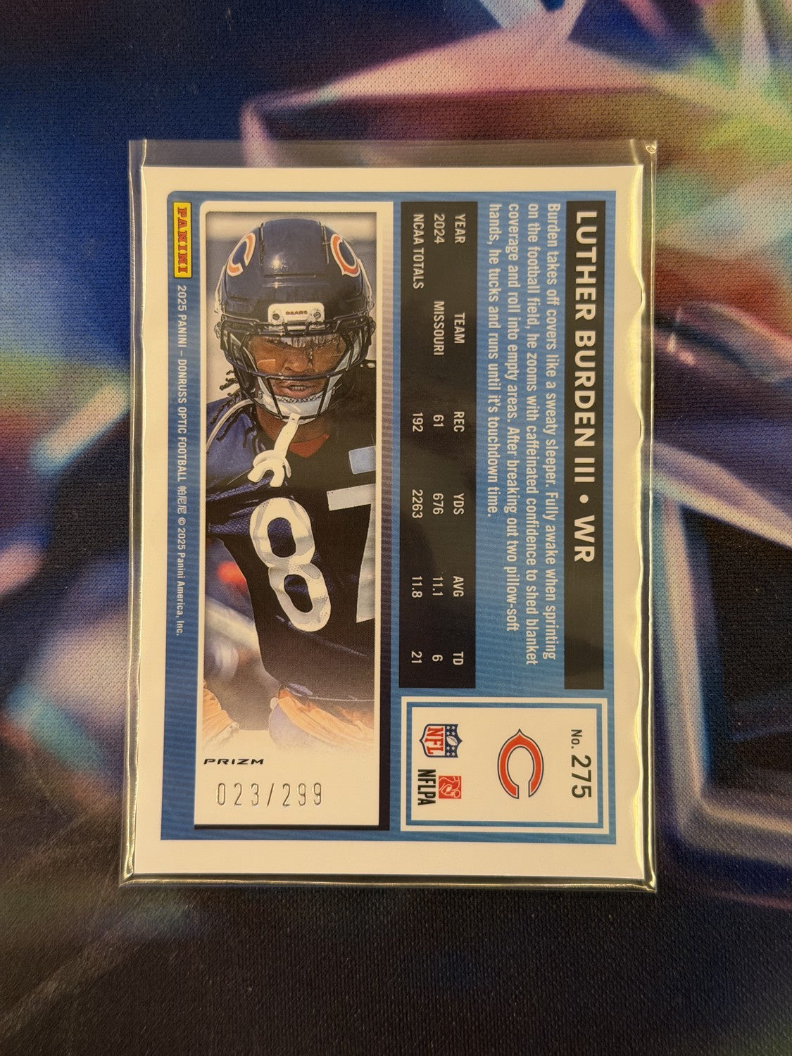 Luther Burden III Rated Rookie Orange Prizm Back - 2025 Donruss Optic