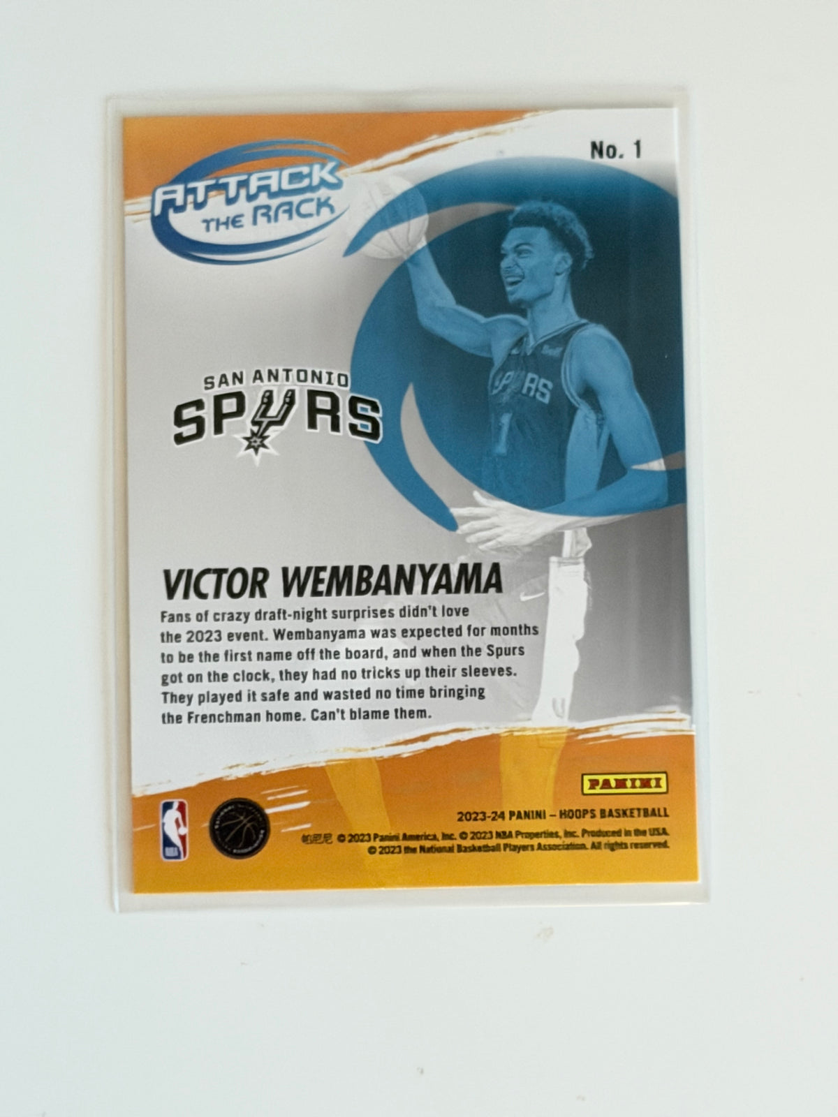 2023-24 Panini NBA Hoops - Victor Wembanyama - Attack the Rack Rookie #1 - Raw Ungraded Card