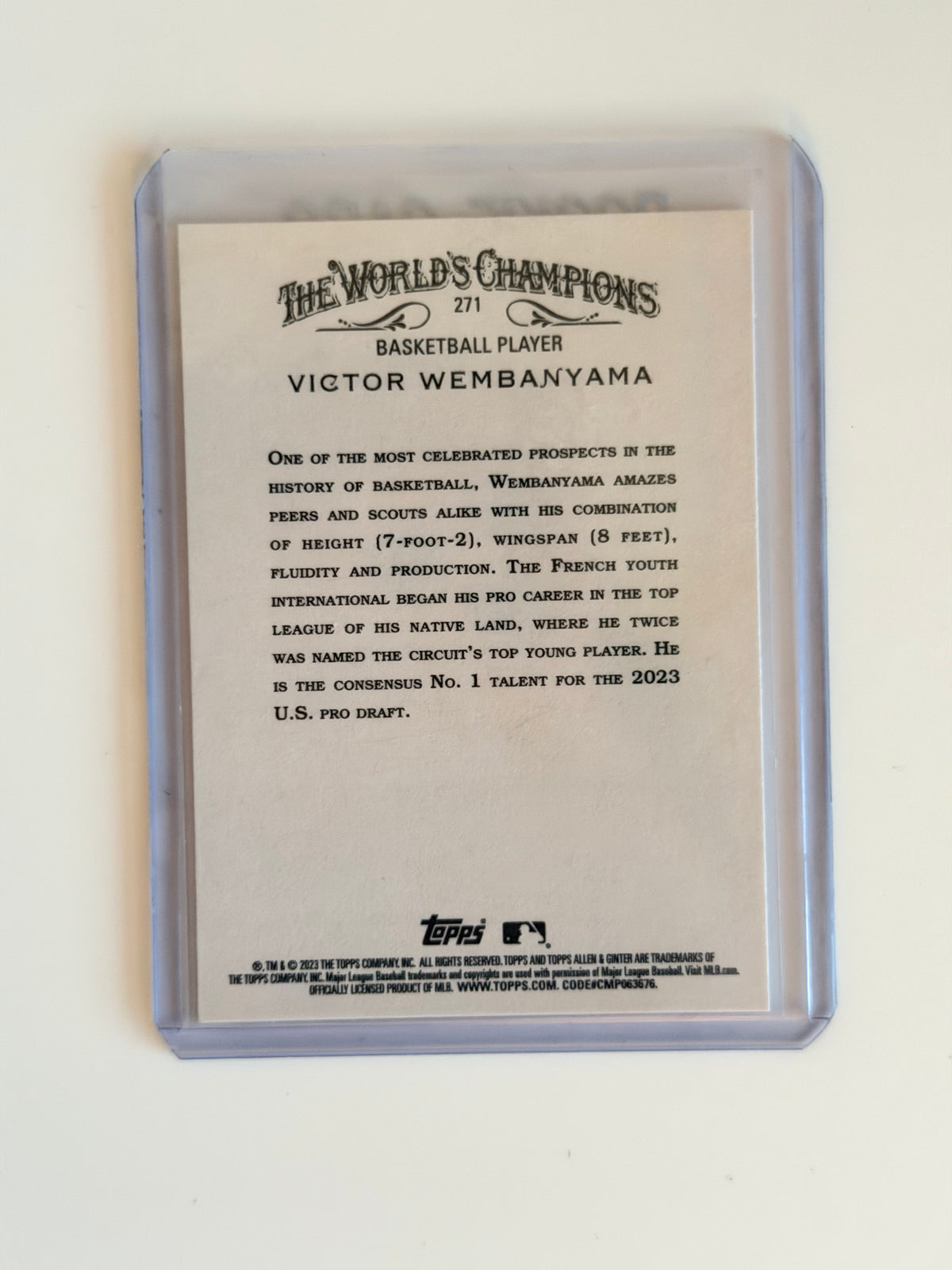2023 Topps Topps Allen & Ginter — The World's Champions - Victor Wembanyama - #271 - Raw Ungraded Card