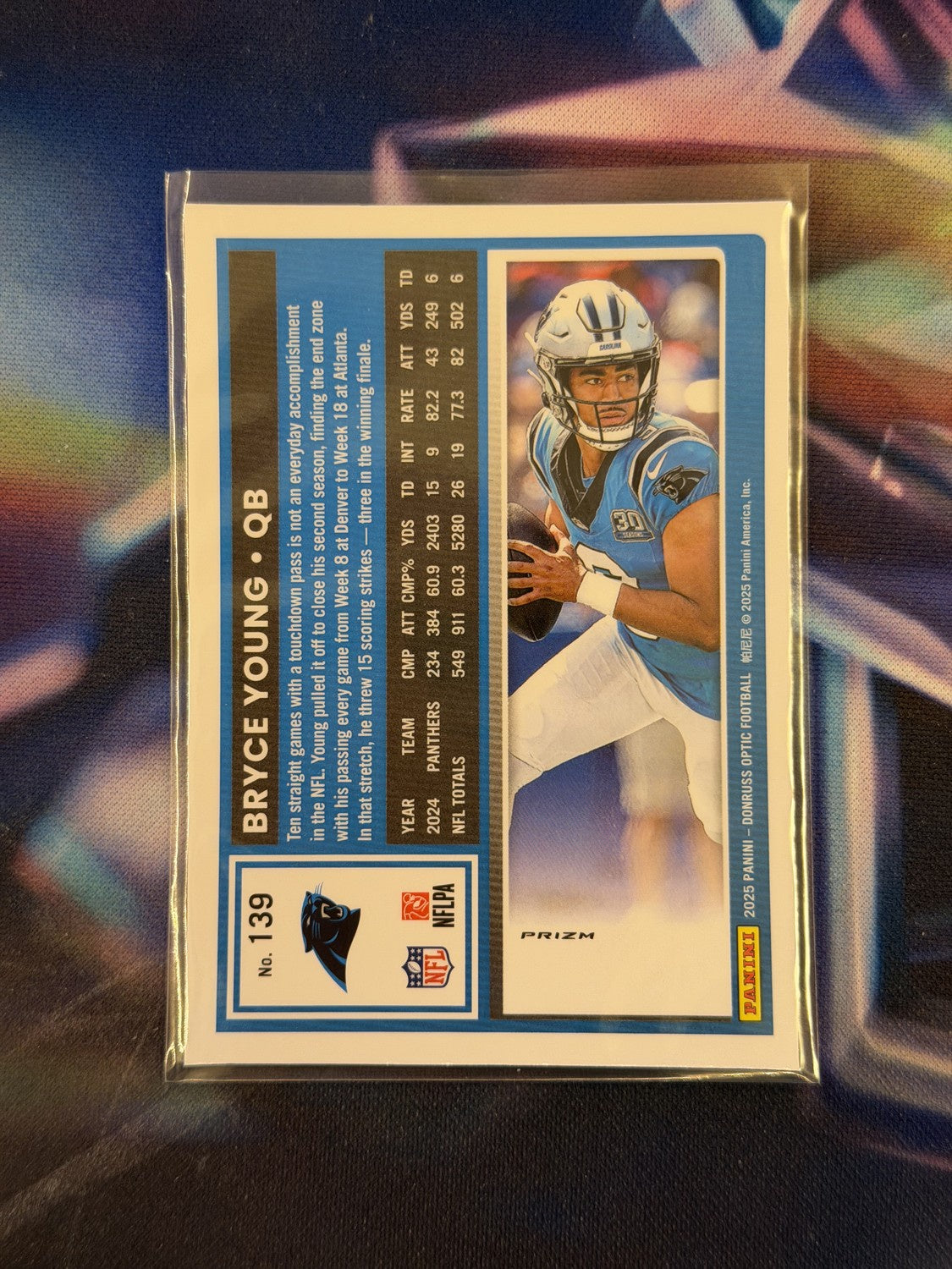 Bryce Young Holo Prizm Back - 2025 Donruss Optic