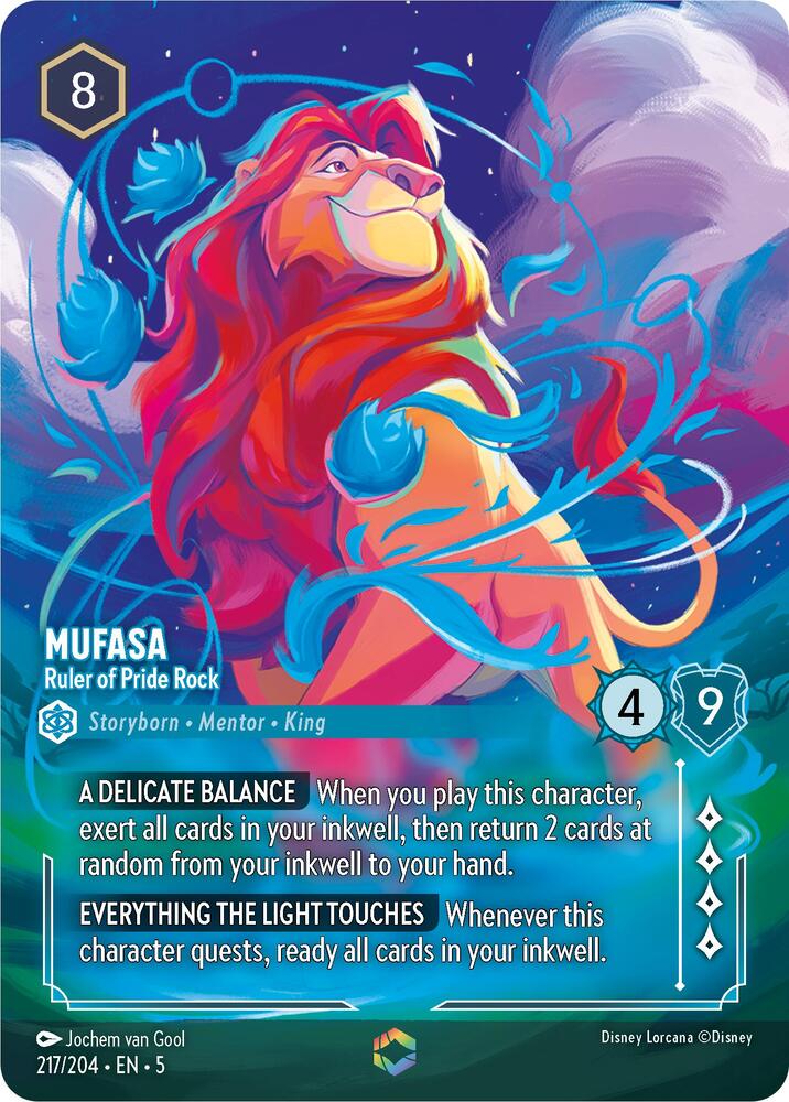 2024 Disney Lorcana - Mufasa, Ruler of Pride Rock (Shimmering Skies) - ENCHANTED #217 - Raw Ungraded Card