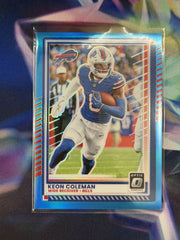 Keon Coleman Aqua Prizm Front - 2025 Donruss Optic