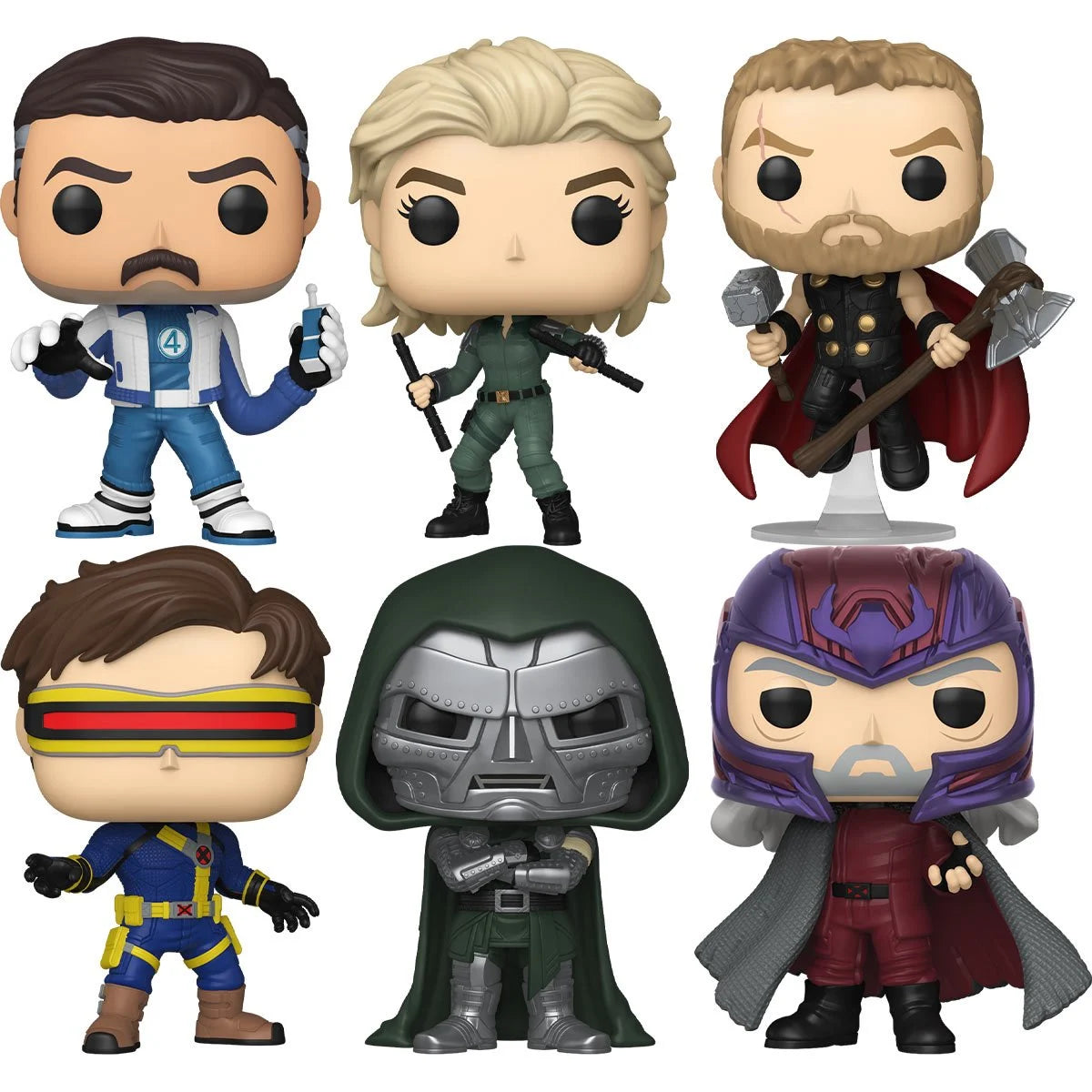 Funko Marvel - Avengers: Doomsday Wave 1 Complete Set of 6 - Doctor Doom, Thor, Mister Fantastic, Yelena, Cyclops, Magneto