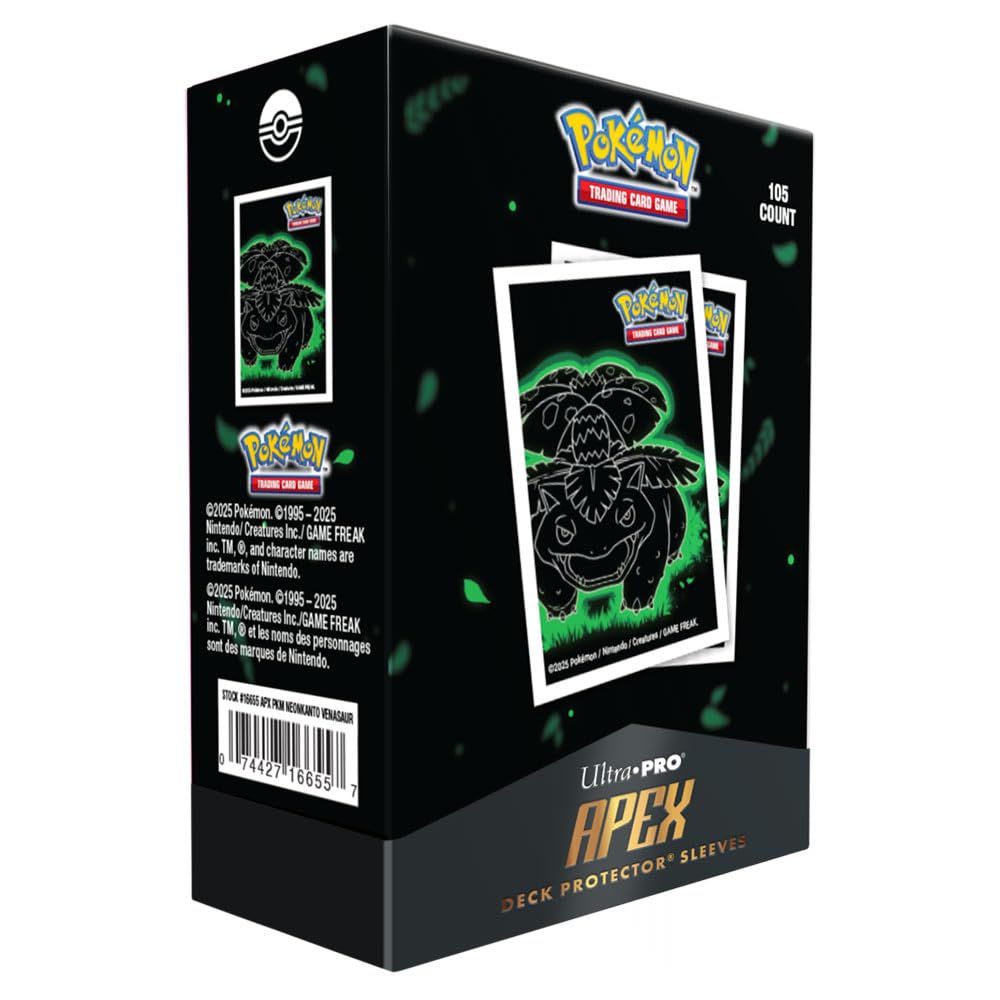 Pokemon - Apex Neon Kanto Deck Protectors Bundle - Blastoise, Charizard & Venusaur (105ct each)