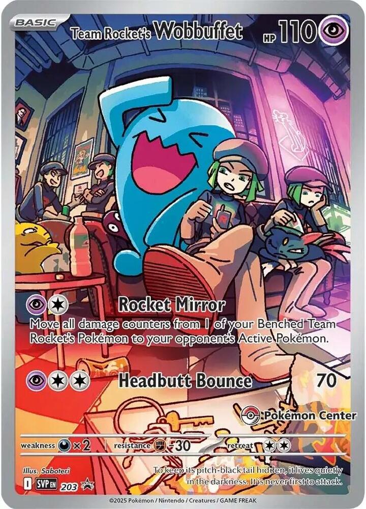 2025 Pokemon DRI-EN - Team Rocket's Wobbuffet #203 - Stamped Pokemon Center ETB Promo Card - Ungraded Raw Card