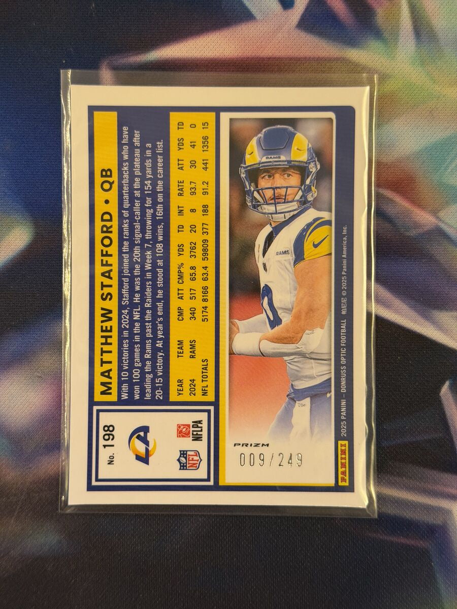Matthew Stafford Blue Prizm Back - 2025 Donruss Optic