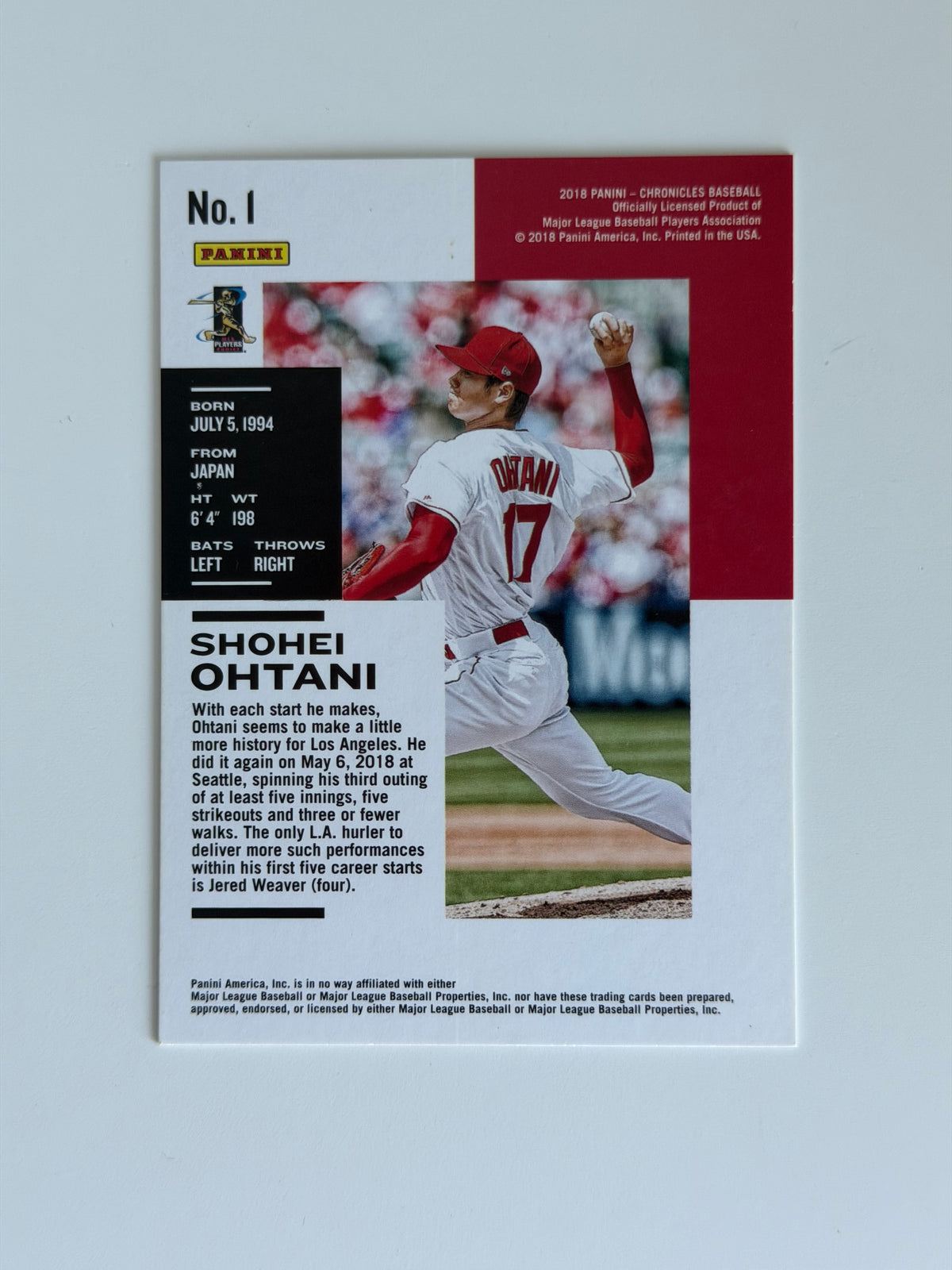 2018 Panini Chronicles — Another Slice of History - Shohei Ohtani ROOKIE - #171 - Raw Ungraded Card