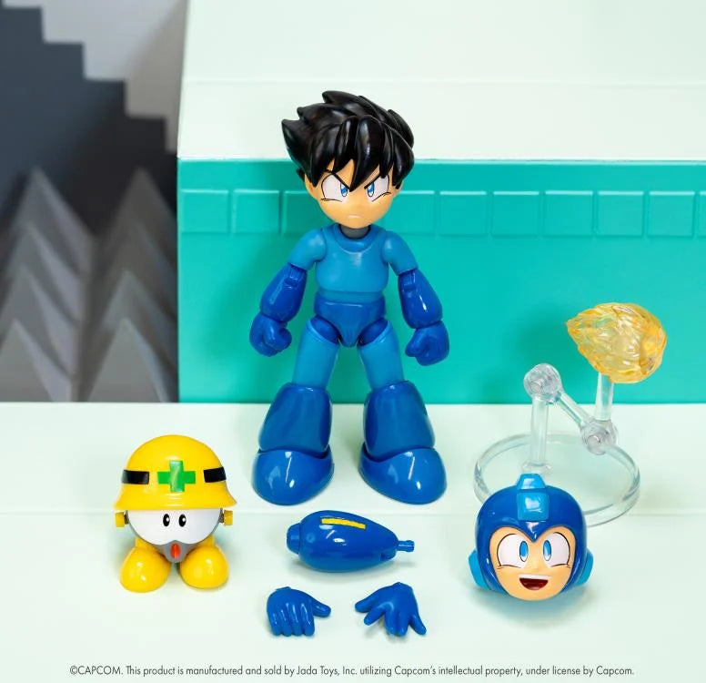 Jada Toys - Mega Man 4" Inch Action Figure 1/12 Scale - Mega Man Blue (No Helmet)