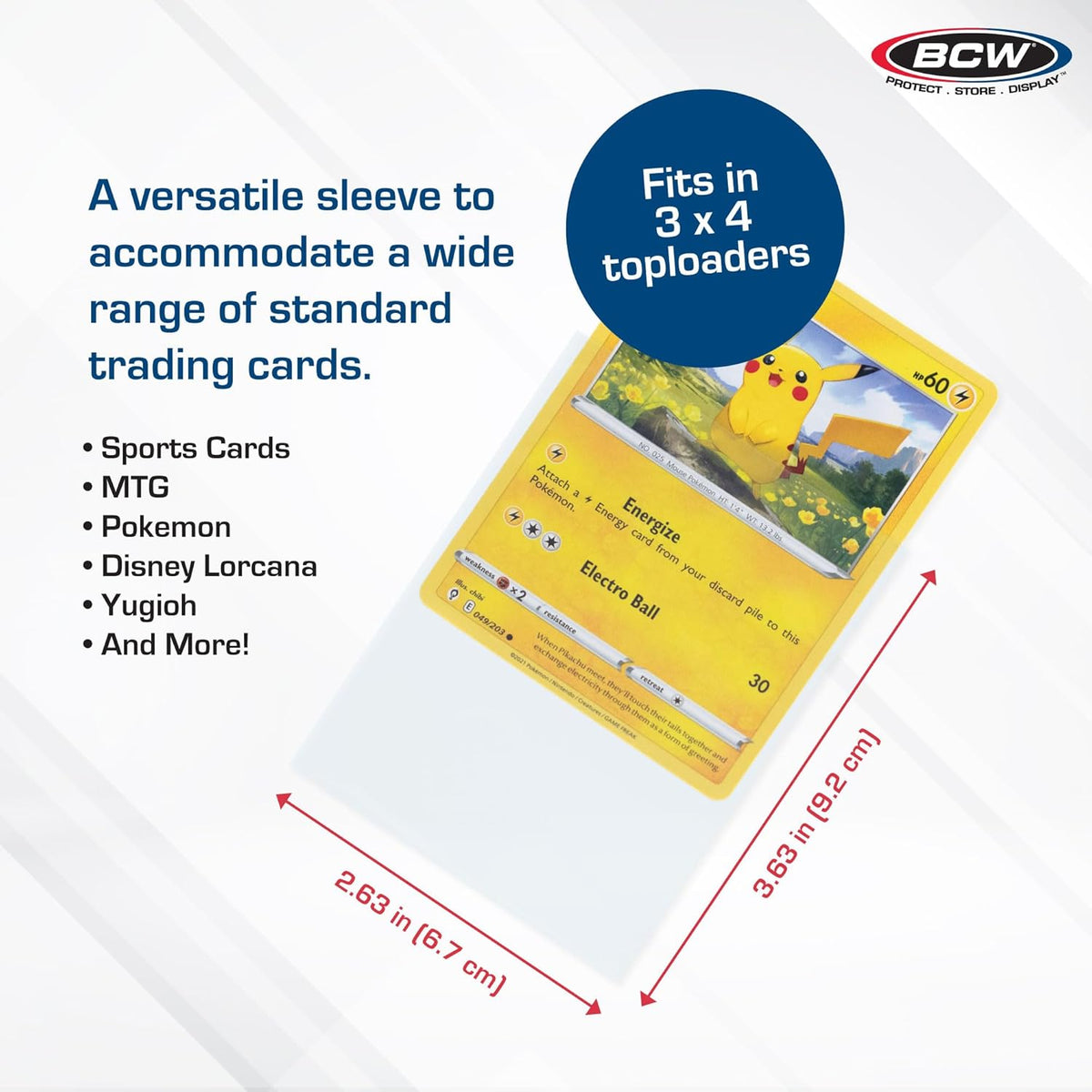 BCW Standard Card Sleeves - 1000 Penny Sleeves 2" 5/8 x 3" 5/8 |- 10 Packs of 100 Each