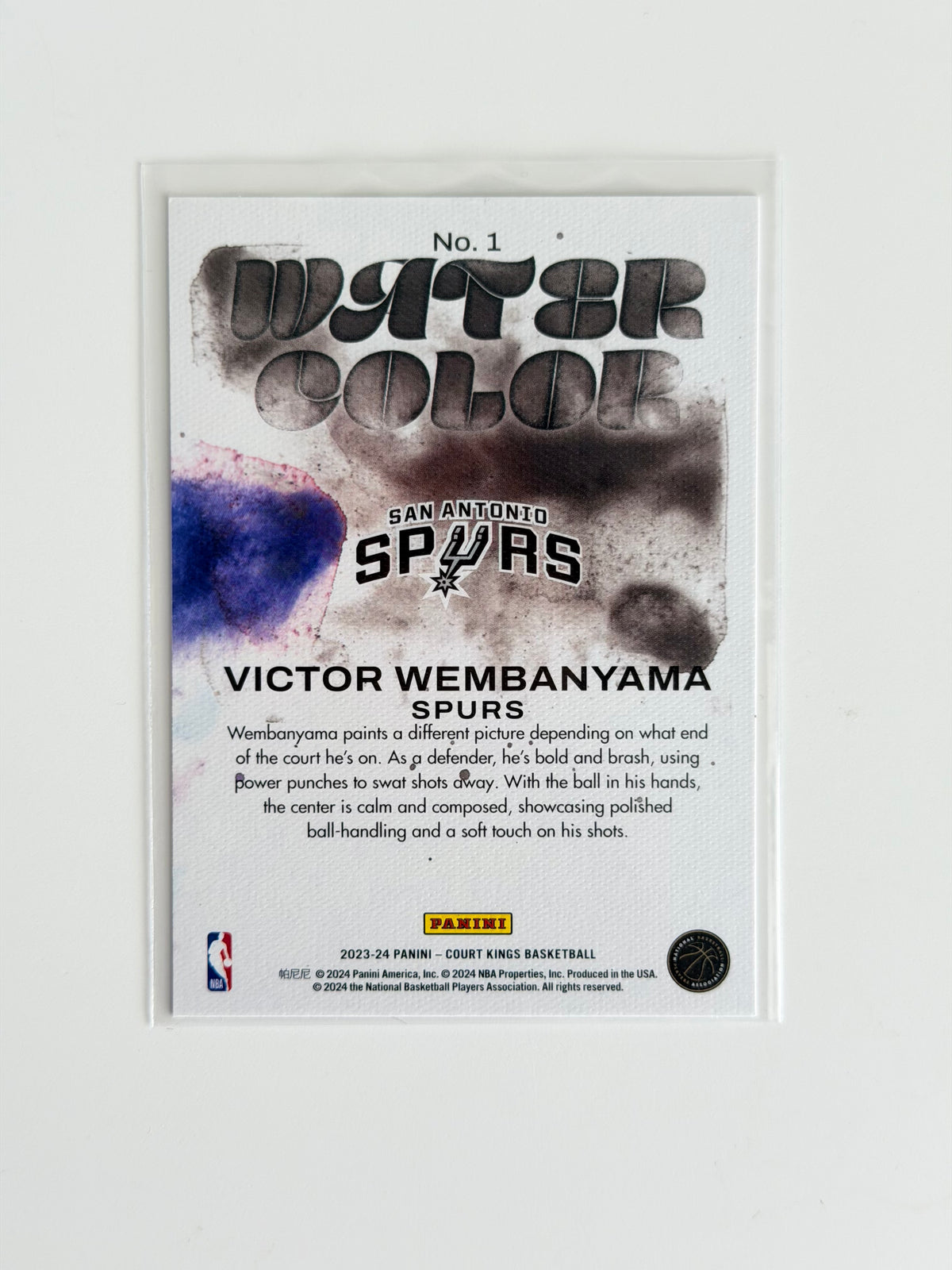 2023-24 Panini - Victor Wembanyama - Court Kings #1 - Water Color Rookie - Raw Ungraded Card