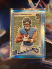 Elic Ayomanor Rated Rookie Aqua Prizm Front - 2025 Donruss Optic