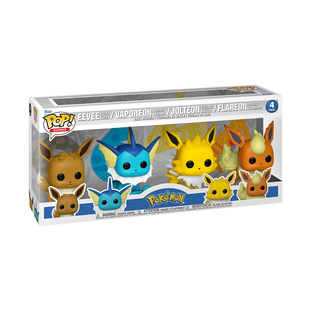 Funko Games - Pokemon Eevee Evolution 4-Pack - Eevee / Vaporeon / Jolteon / Flareon