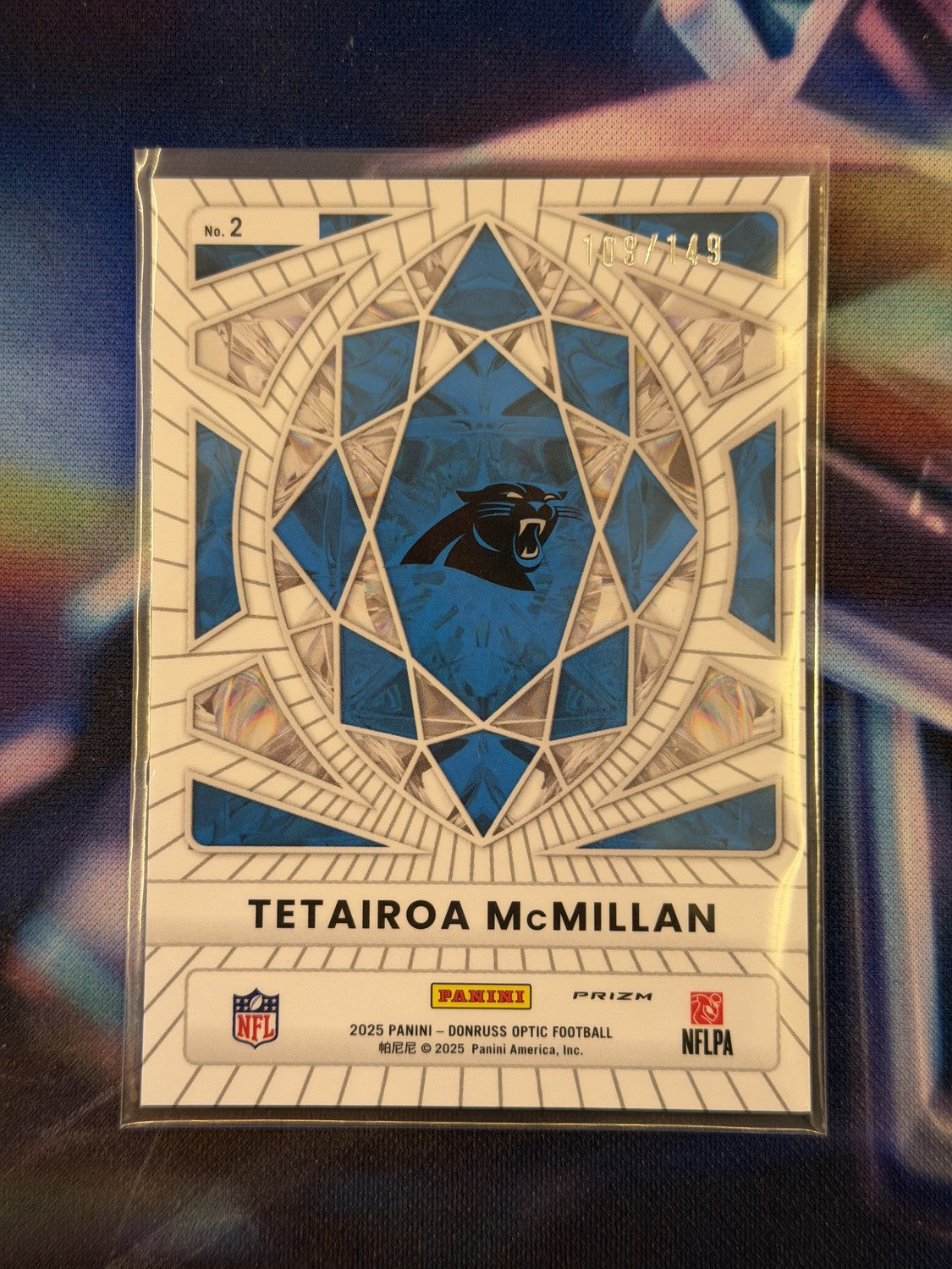 Tetairoa McMillan Rookie Diamond Hands Black Pandora Back - 2025 Donruss Optic
