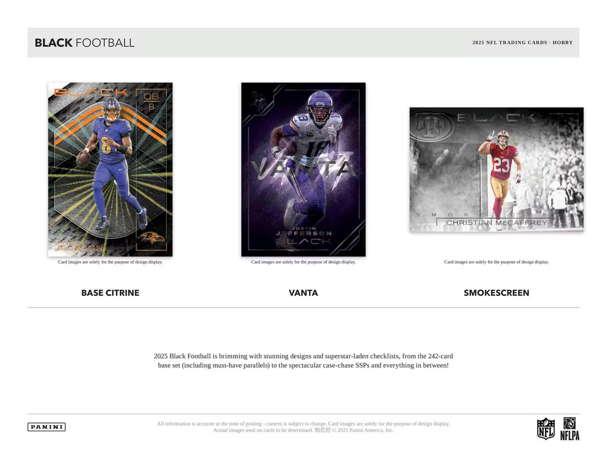 2025 Panini Black Football Hobby Box (2 Autographs Per Box)