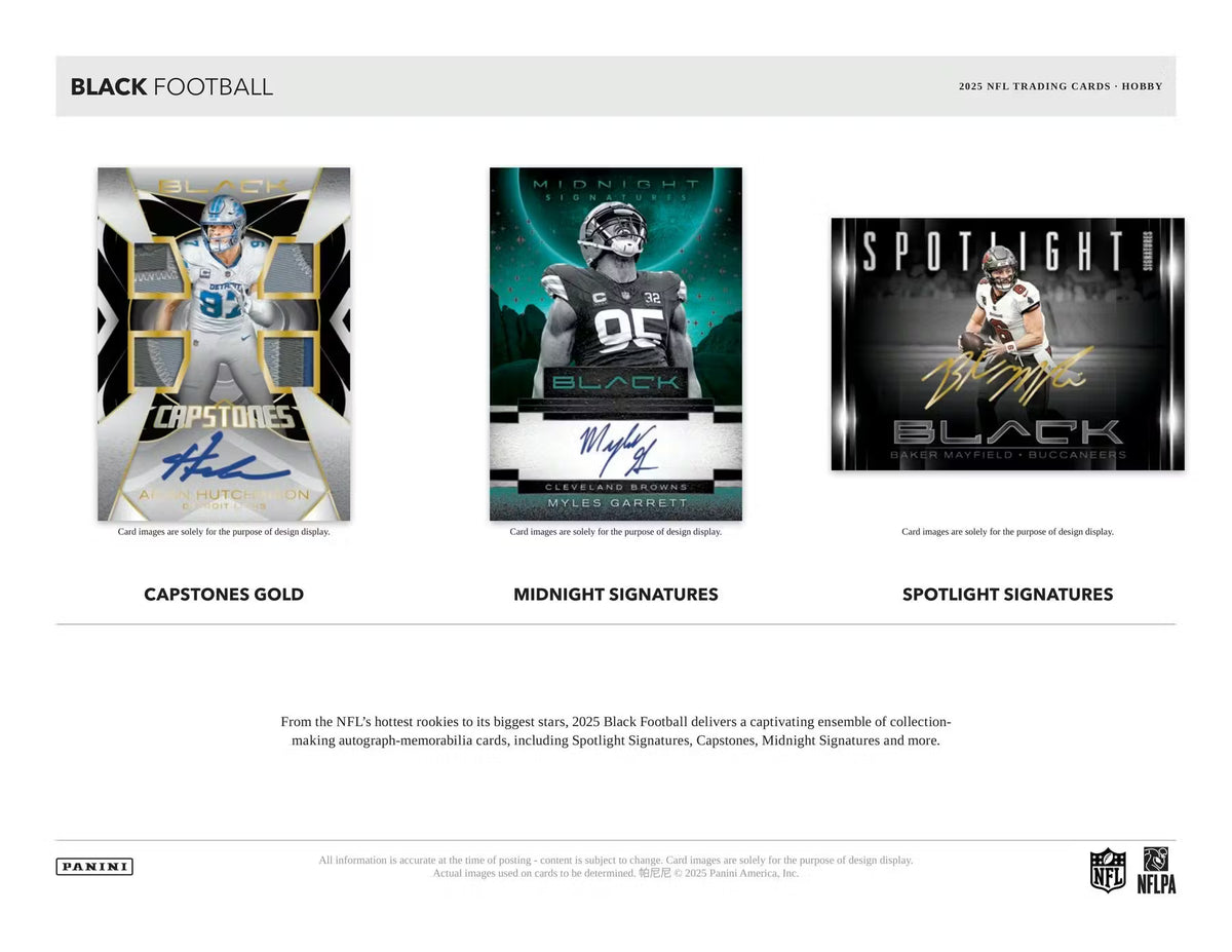 2025 Panini Black Football Hobby Box (2 Autographs Per Box)