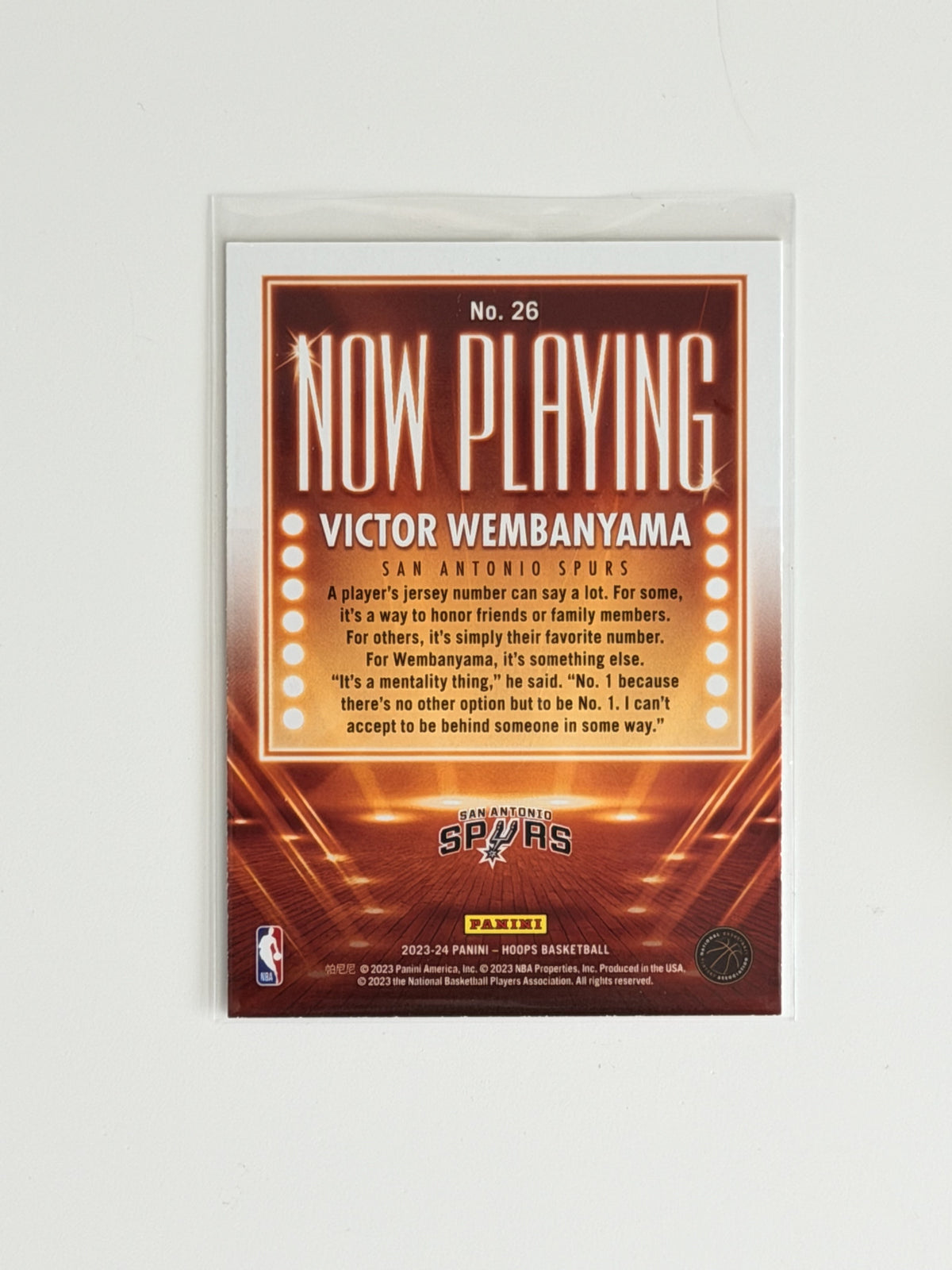 2023-24 Panini - Victor Wembanyama - Now Playing #26 - Raw Ungraded Card
