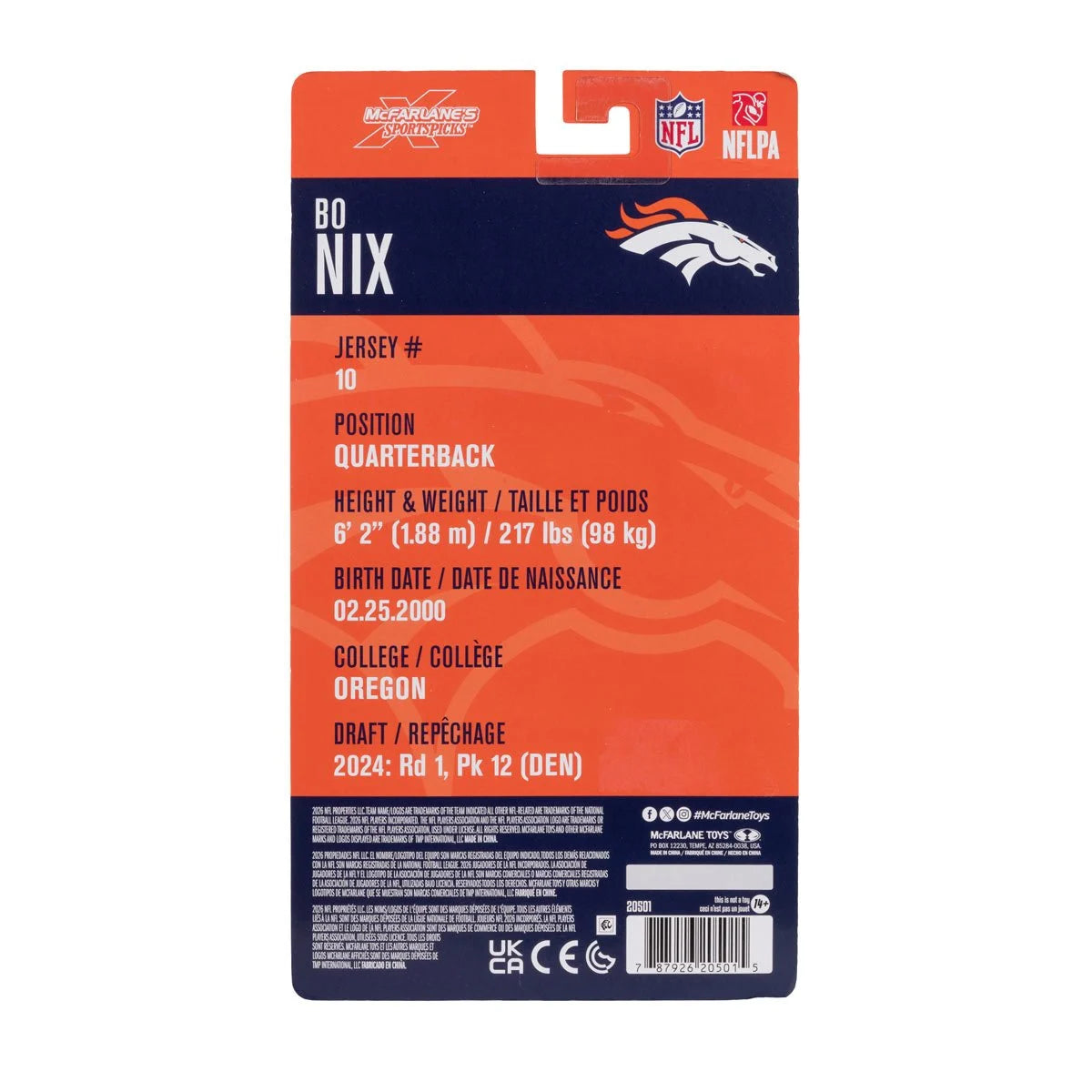 NFL McFarlane's SportsPicks Wave 2 Denver Broncos Bo Nix 6-Inch Action Figure (PRE-ORDER NOVEMBER 2026)