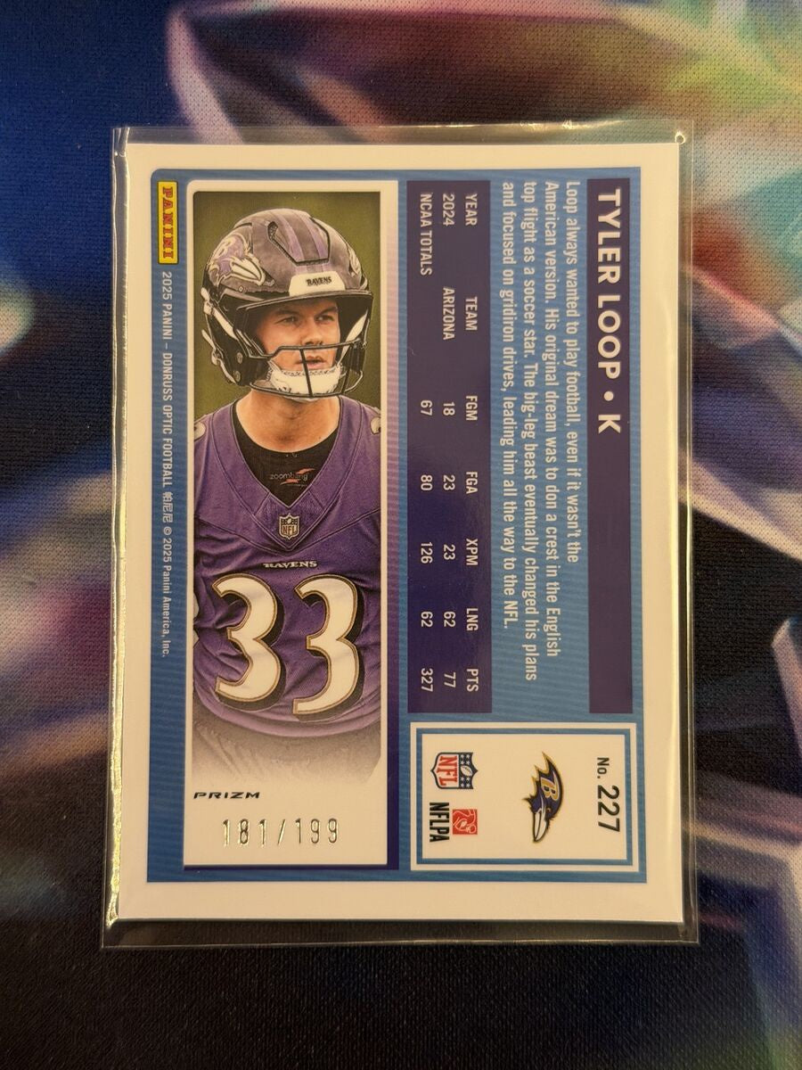 Tyler Loop Rated Rookie Flex Emoji Prizm Back - 2025 Donruss Optic