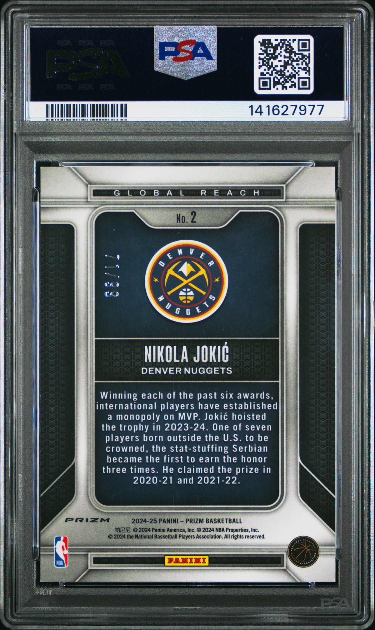 Nikola Jokic PSA 9 Back - Cert #141627977
