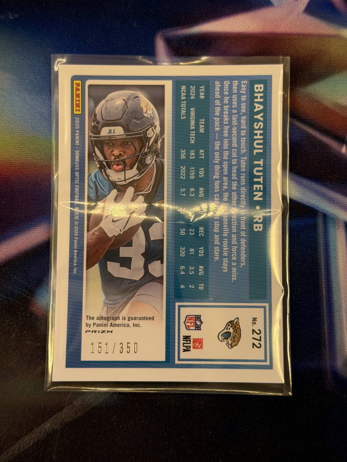 Bhayshul Tuten Rated Rookie Auto Back - 2025 Donruss Optic