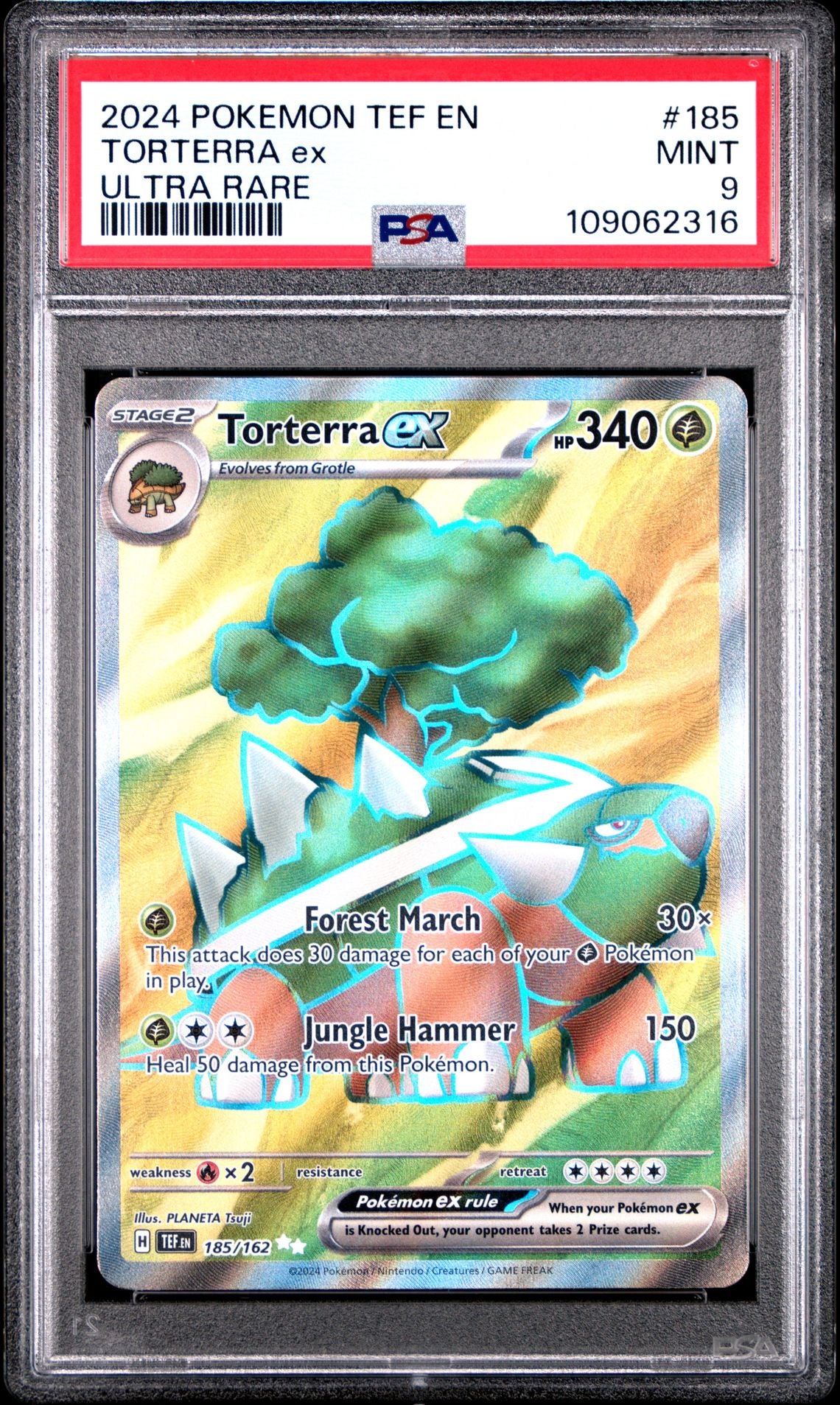 2024 Pokemon TEF En — Temporal Forces — 185 Torterra Ex Ultra Rare — PSA Graded Card