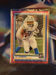 J.K. Dobbins Pink Velocity Prizm Front - 2025 Donruss Optic
